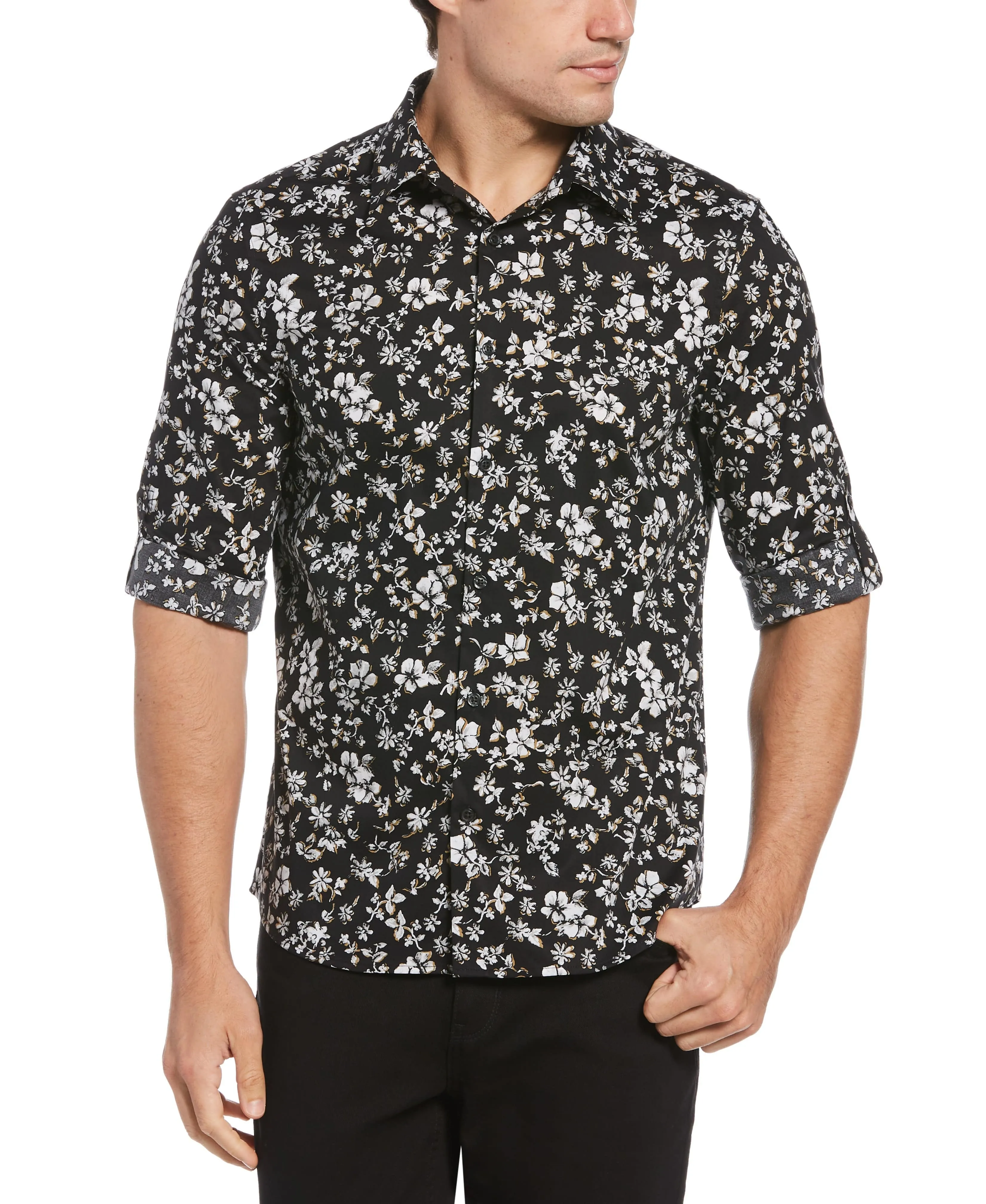 Untucked Water Floral Printed Shirt sold by Perry Ellis