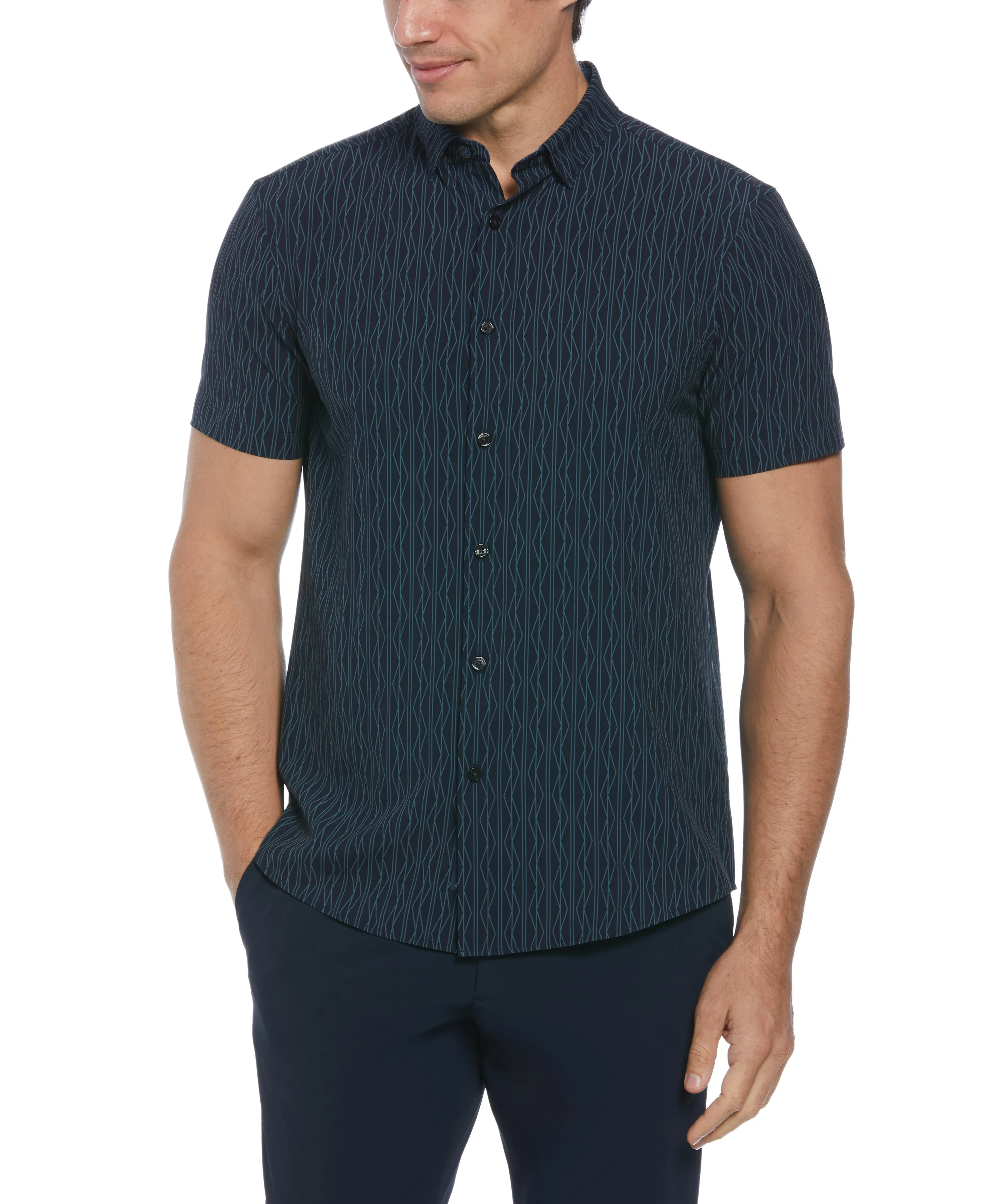 Total Stretch Geo Print Shirt sold by Perry Ellis