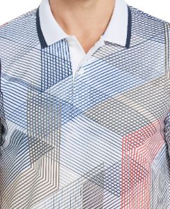 Big & Tall Grid Print Ribbed Collar Polo sold by Perry Ellis