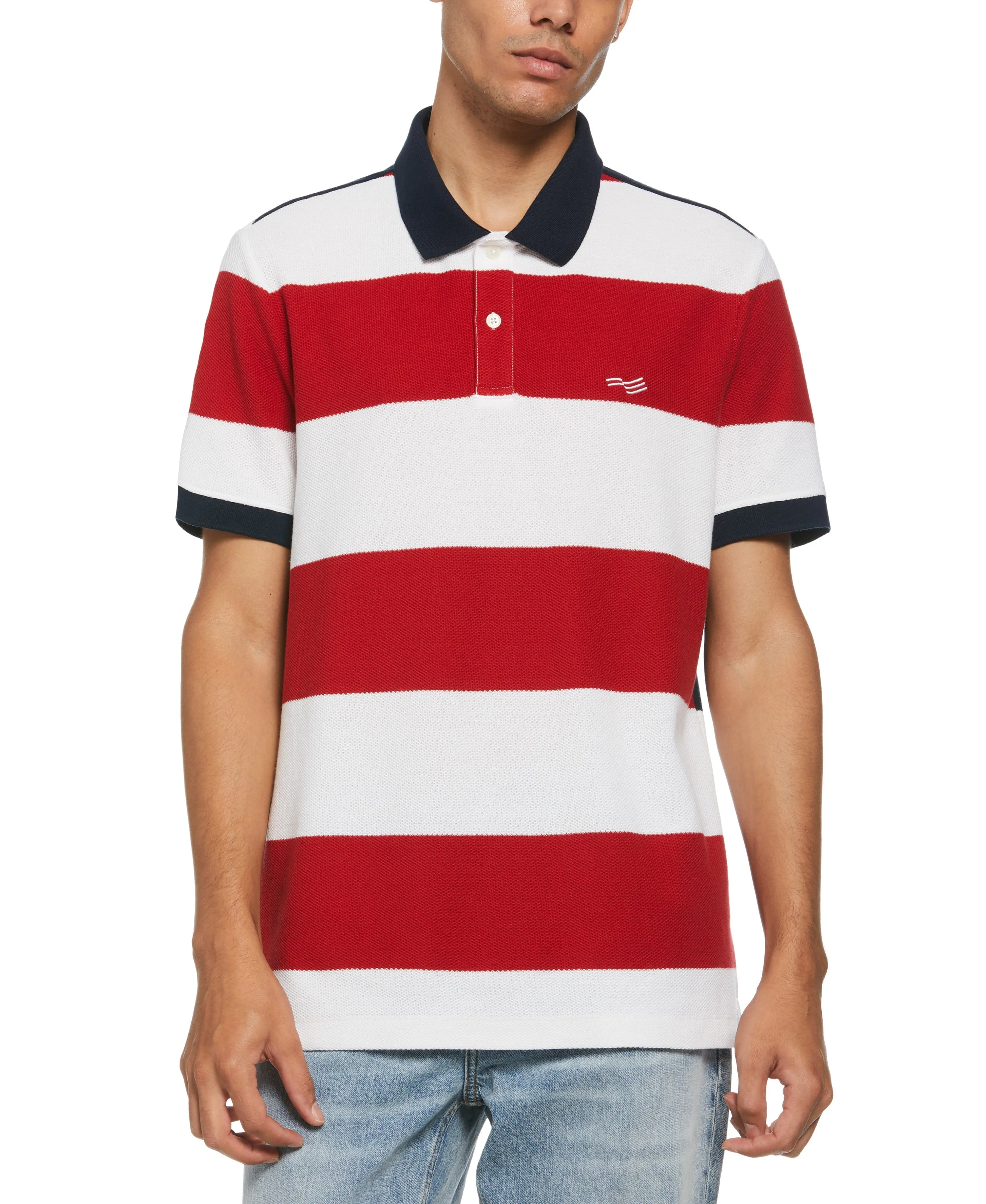 Pique Stripe Heritage Polo sold by Perry Ellis