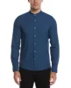 Untucked Total Stretch Slim Fit Banded Collar Shirt - Blue sold by Perry Ellis