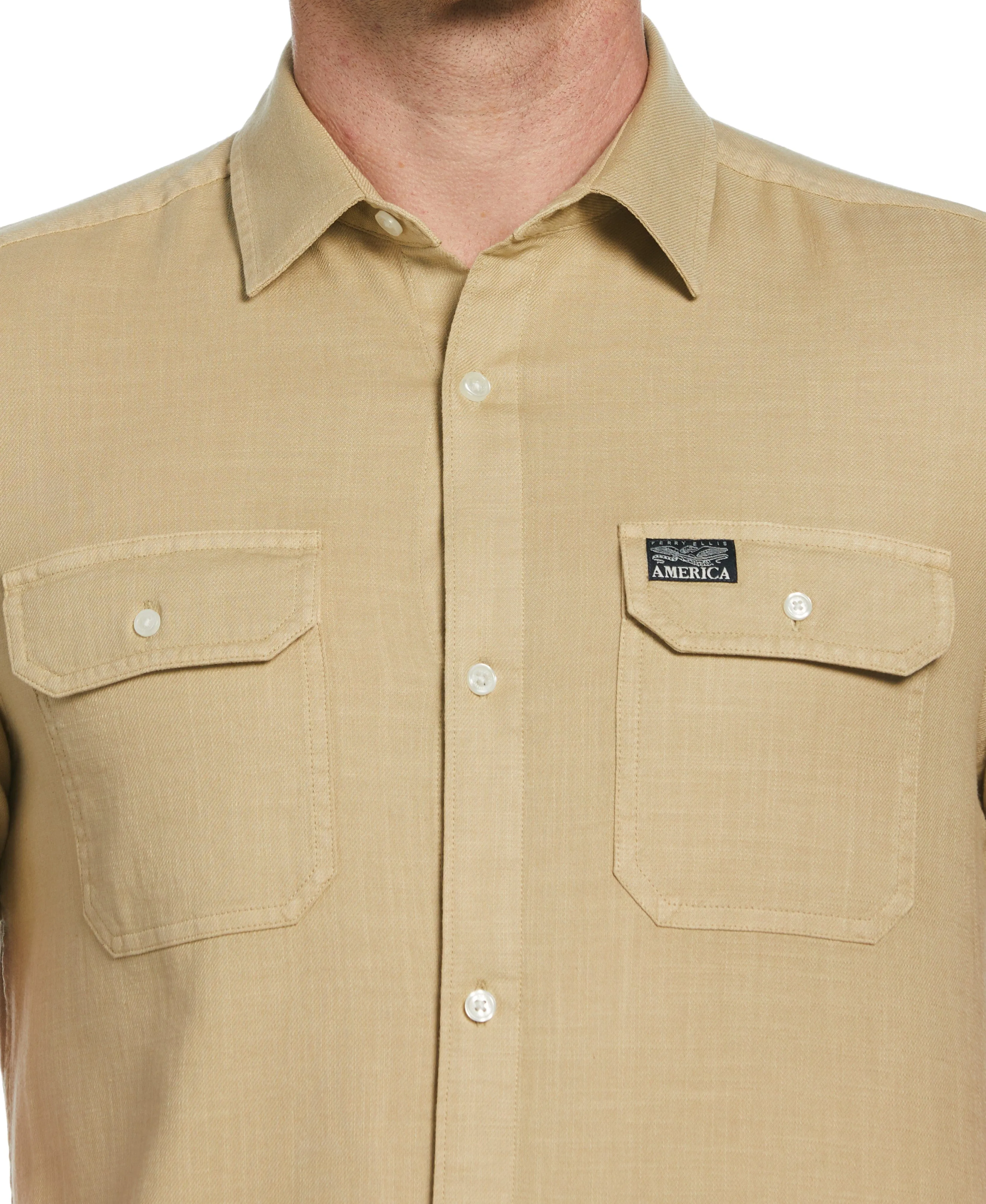 Cotton Slub Twill Shirt sold by Perry Ellis product image thumbnail 3