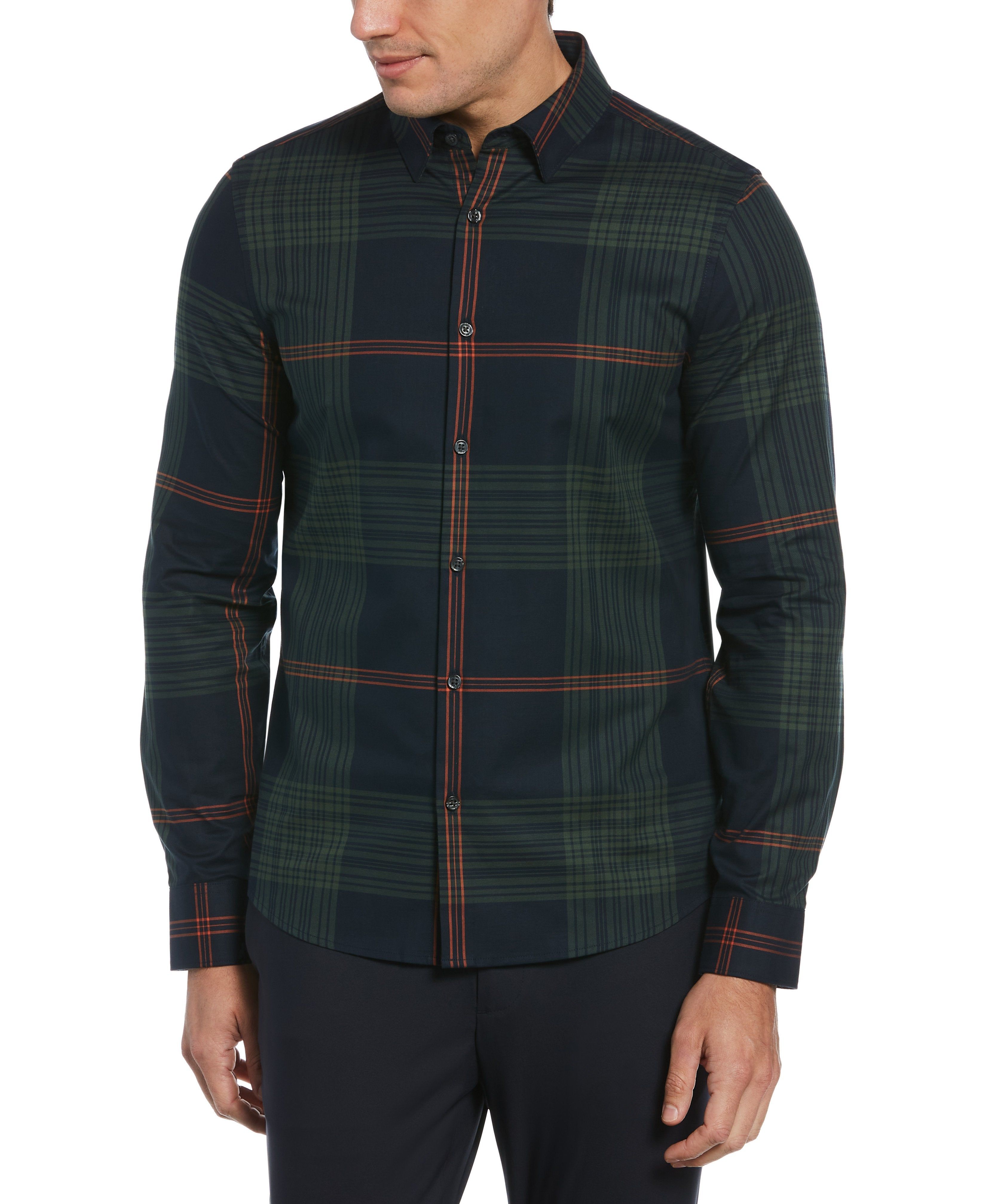 Classic Bold Plaid Print Untucked Shirt sold by Perry Ellis