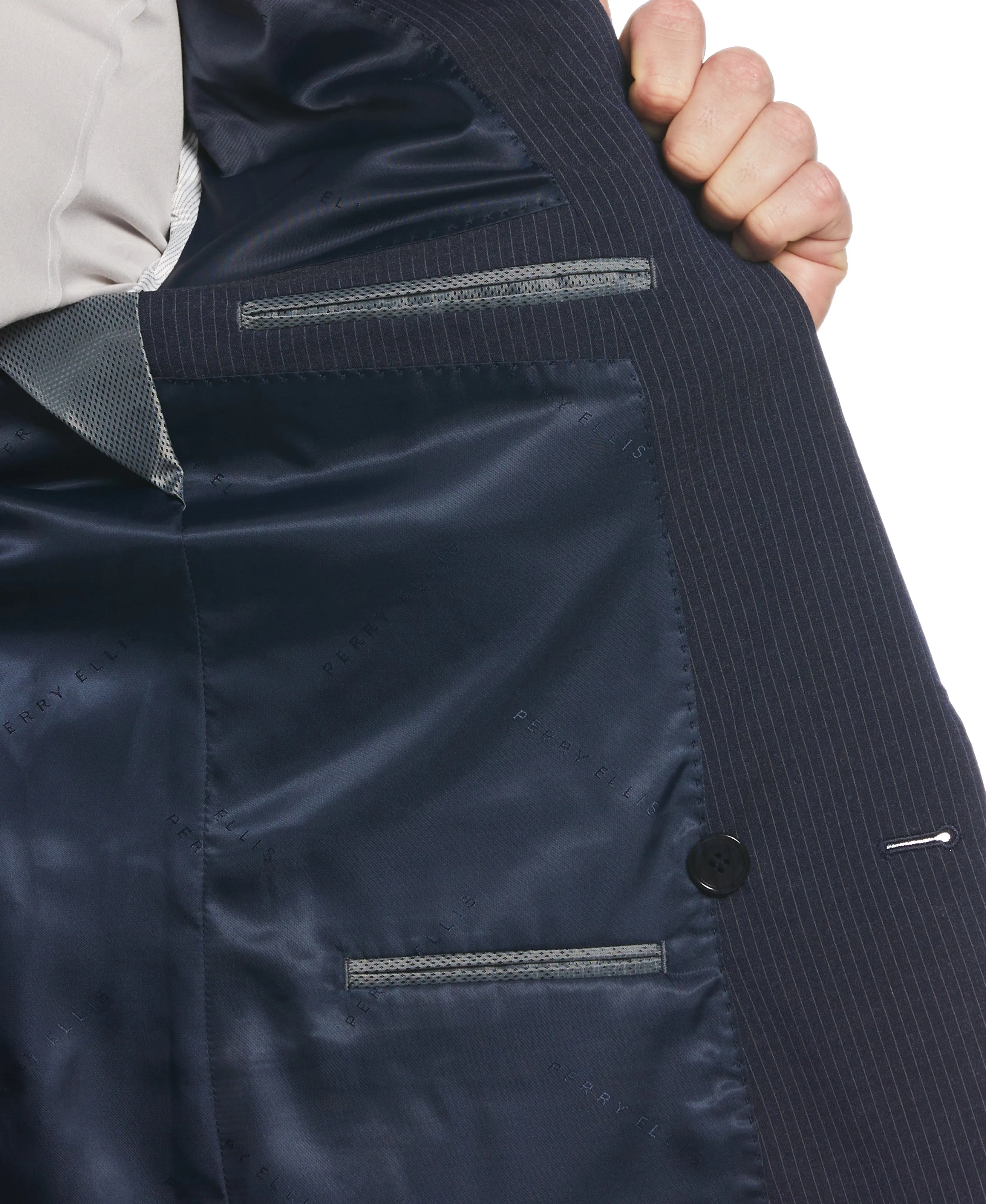 Slim Fit Double Breasted Pinstripe Suit Jacket sold by Perry Ellis product image thumbnail 3