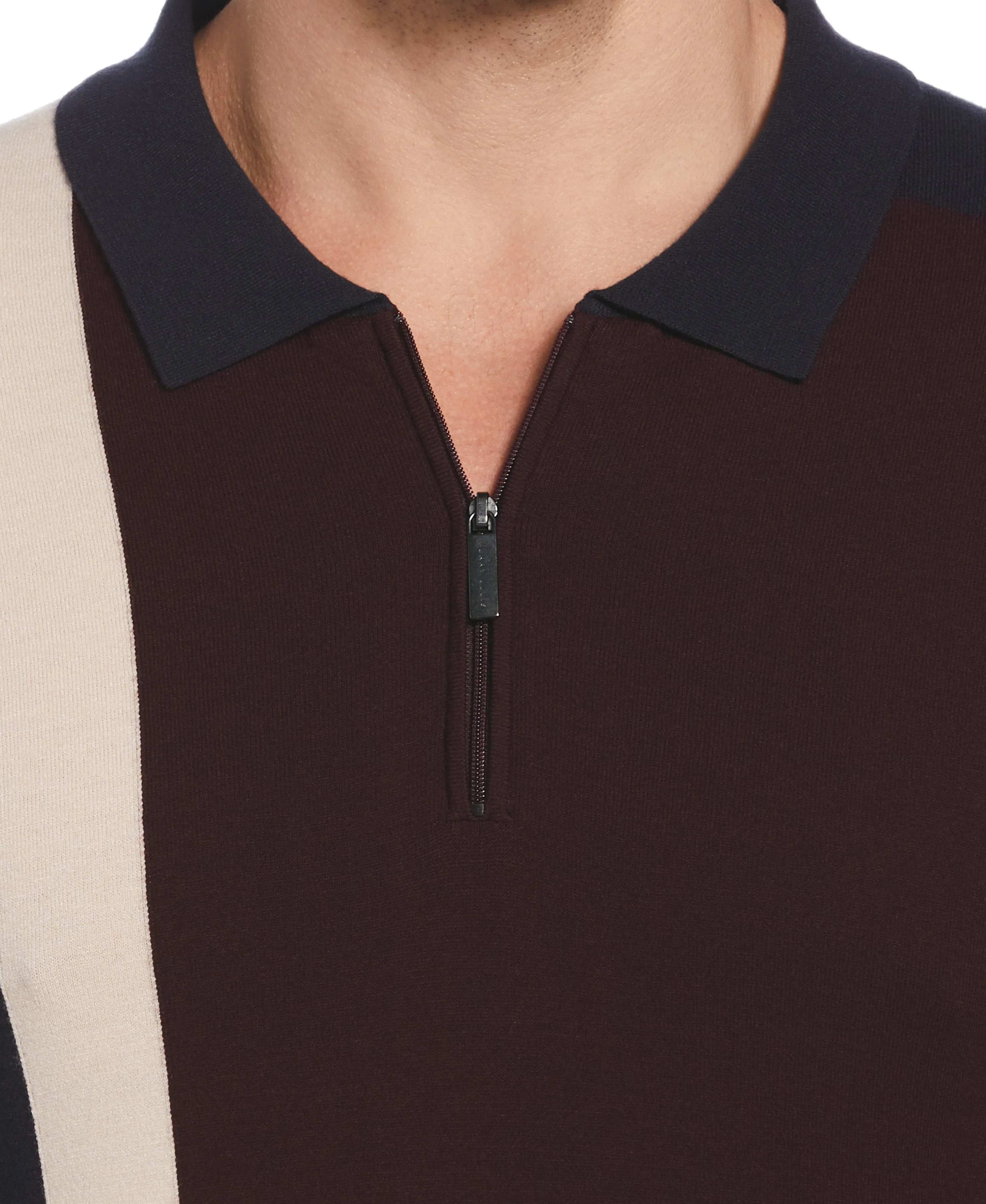 Big & Tall Tech Knit Color Block Zip Polo sold by Perry Ellis product image thumbnail 3