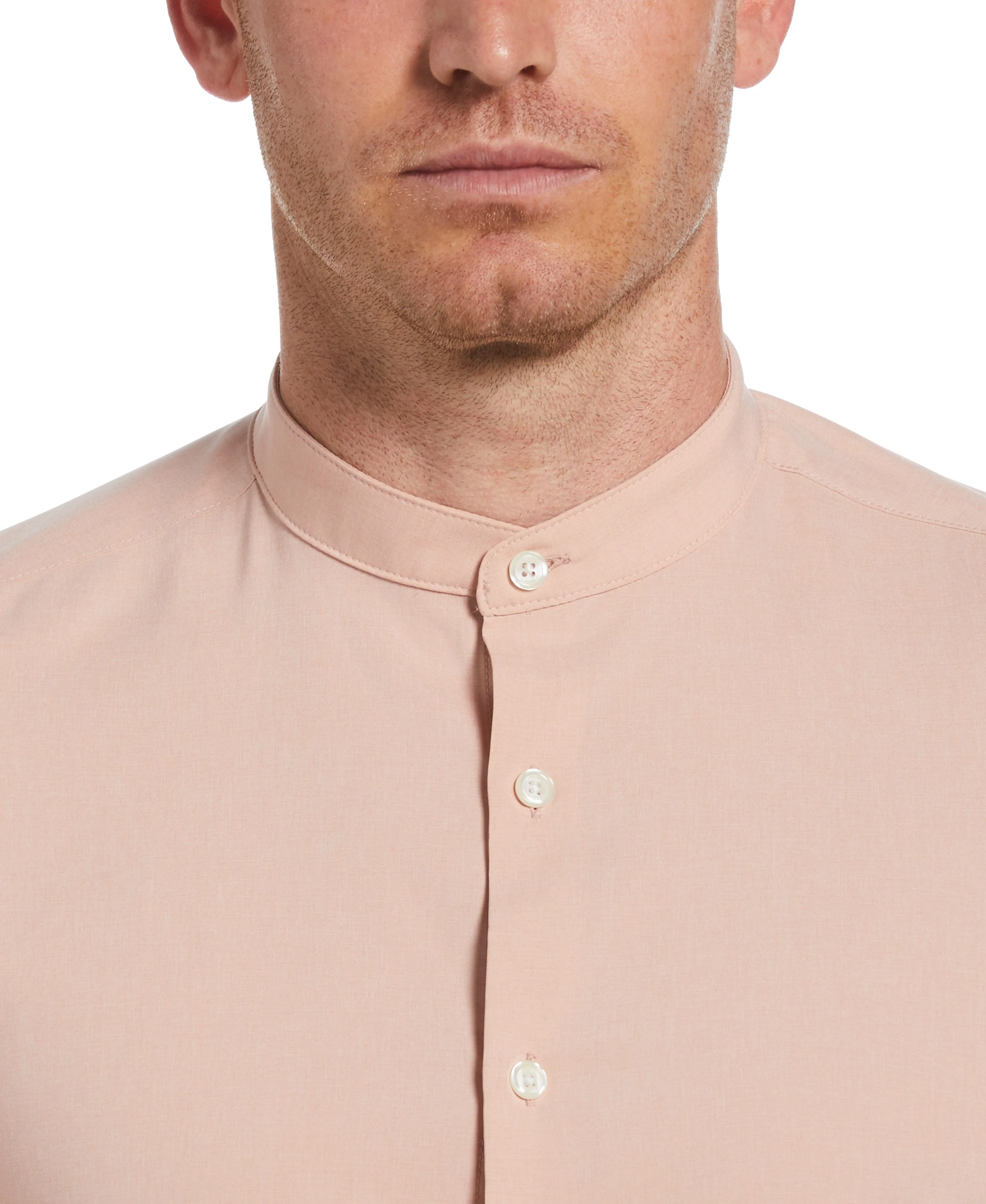 Untucked Total Stretch Slim Fit Band Collar Heathered Shirt - Pink sold by Perry Ellis product image thumbnail 3