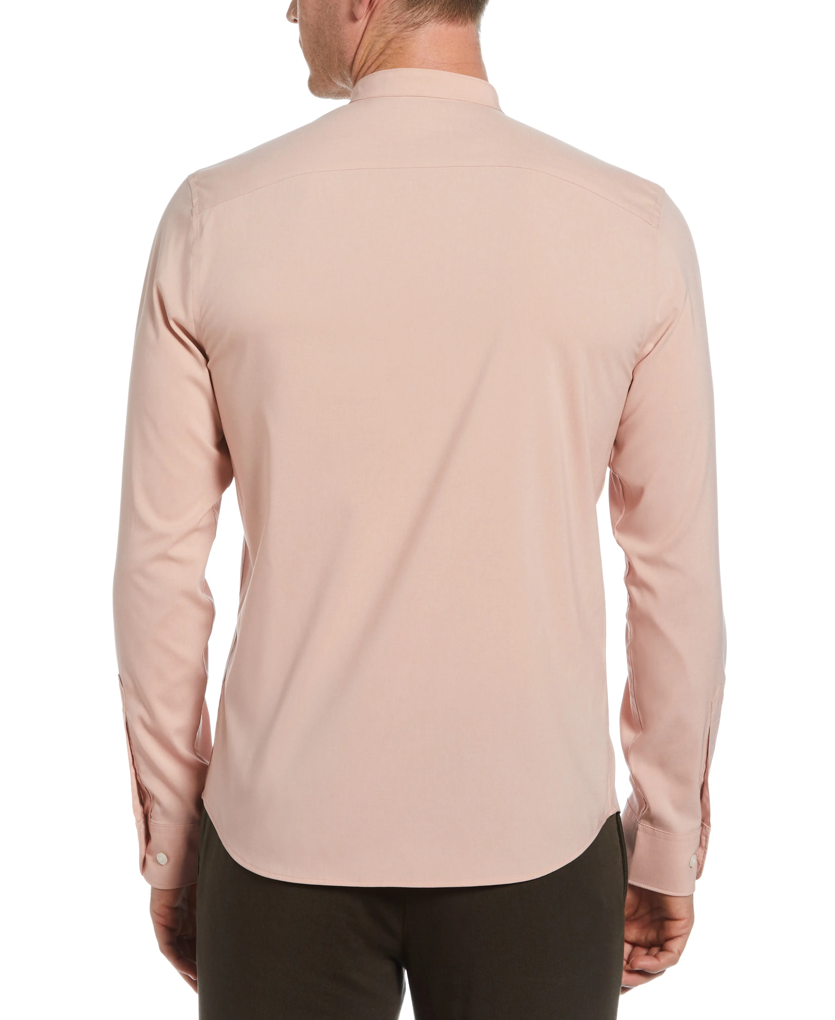 Untucked Total Stretch Slim Fit Band Collar Heathered Shirt - Pink sold by Perry Ellis product image thumbnail 2