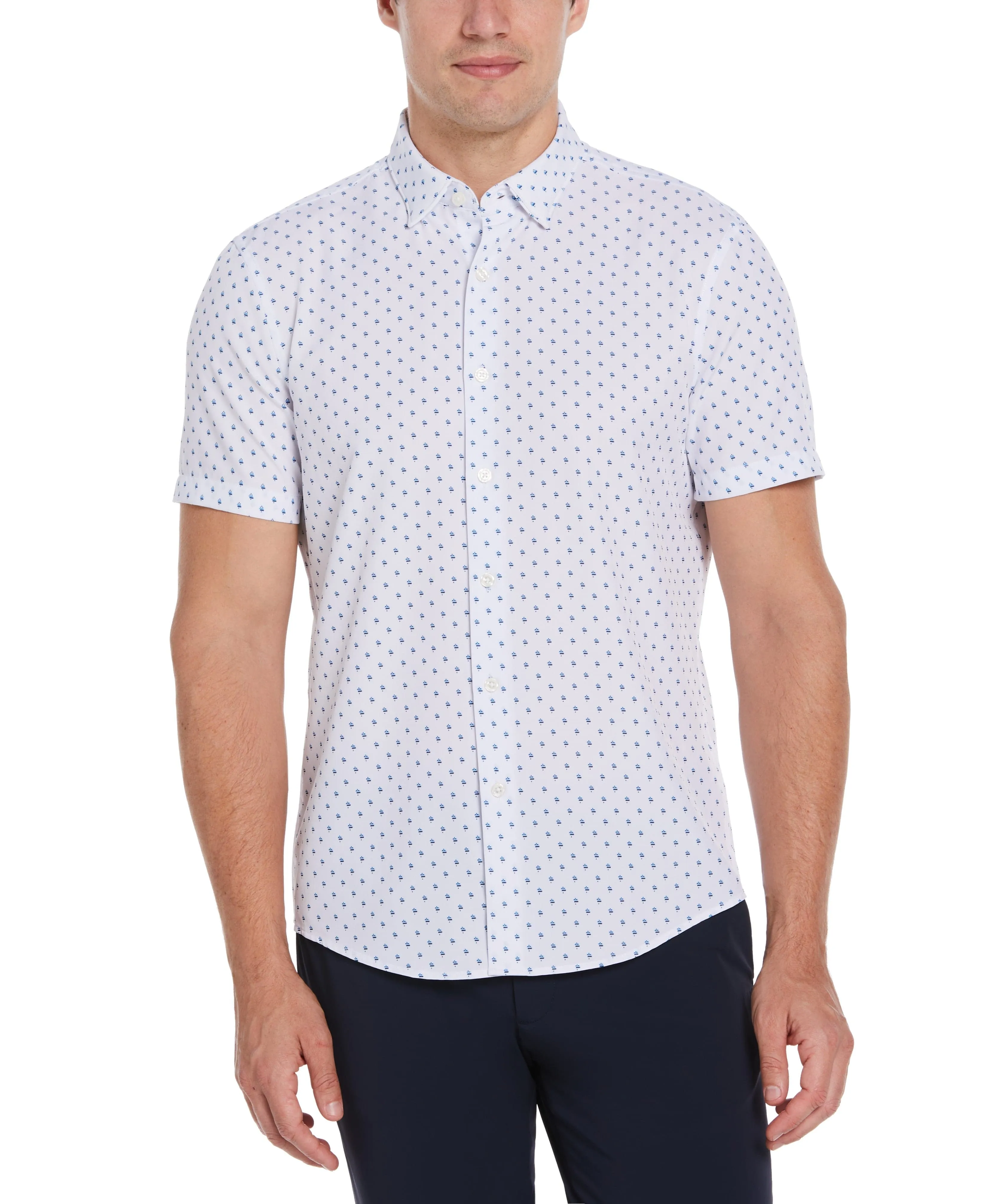 Total Stretch Slim Fit Geo Print Shirt sold by Perry Ellis