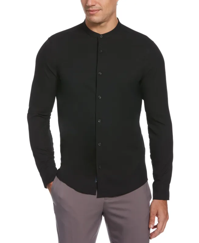Big & Tall Untucked Total Stretch Banded Collar Shirt - Black sold by Perry Ellis