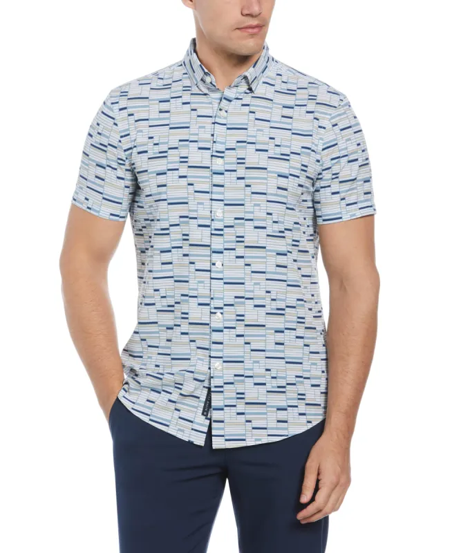 Total Stretch Slim Fit Geo Tile Print Shirt sold by Perry Ellis