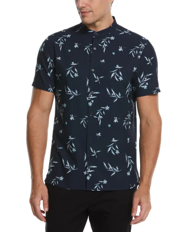 Total Stretch Floral Print Banded Collar Shirt sold by Perry Ellis