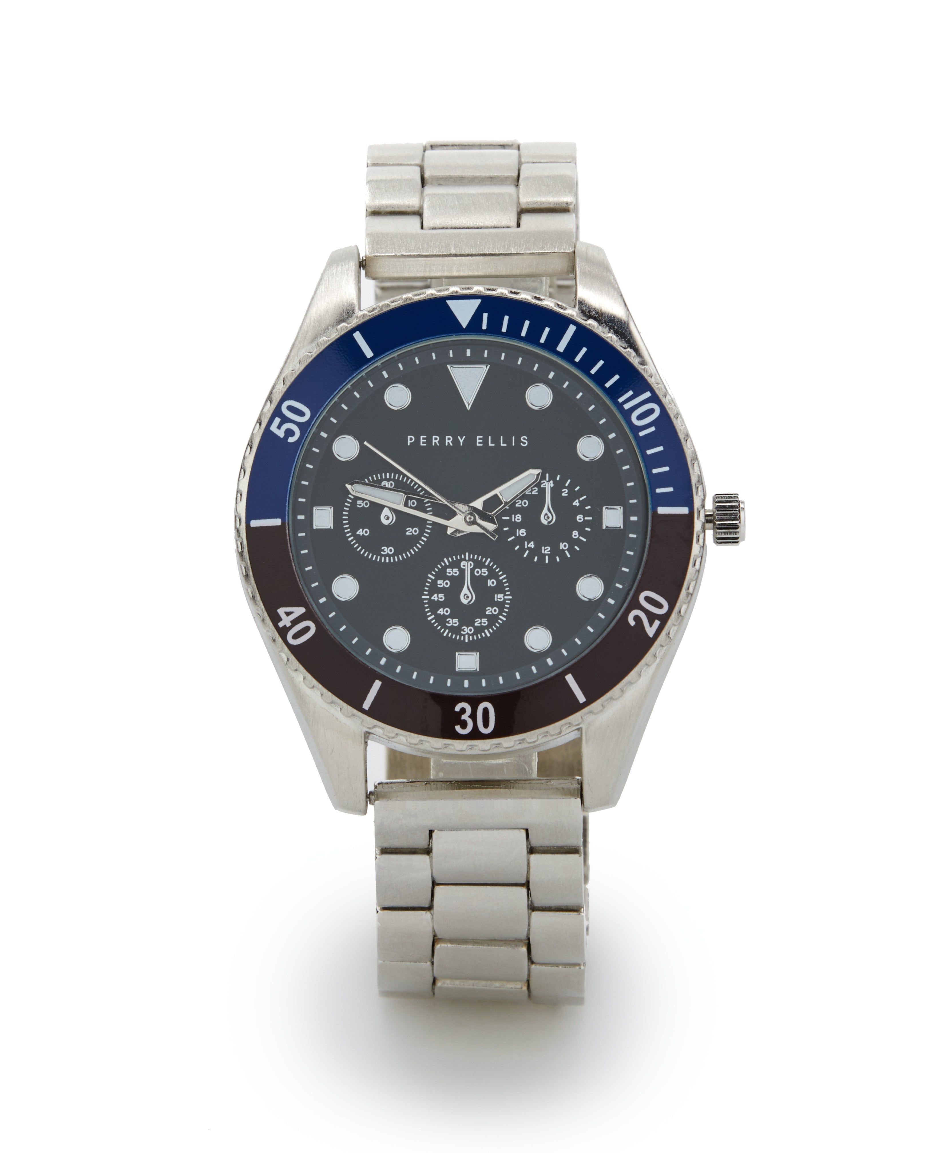 Two Toned Bezel Silver Bracelet Watch sold by Perry Ellis