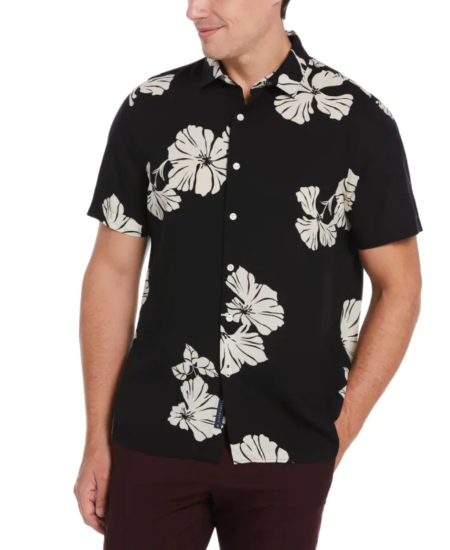 EcoVero™ Hibiscus Floral Pattern Shirt sold by Perry Ellis