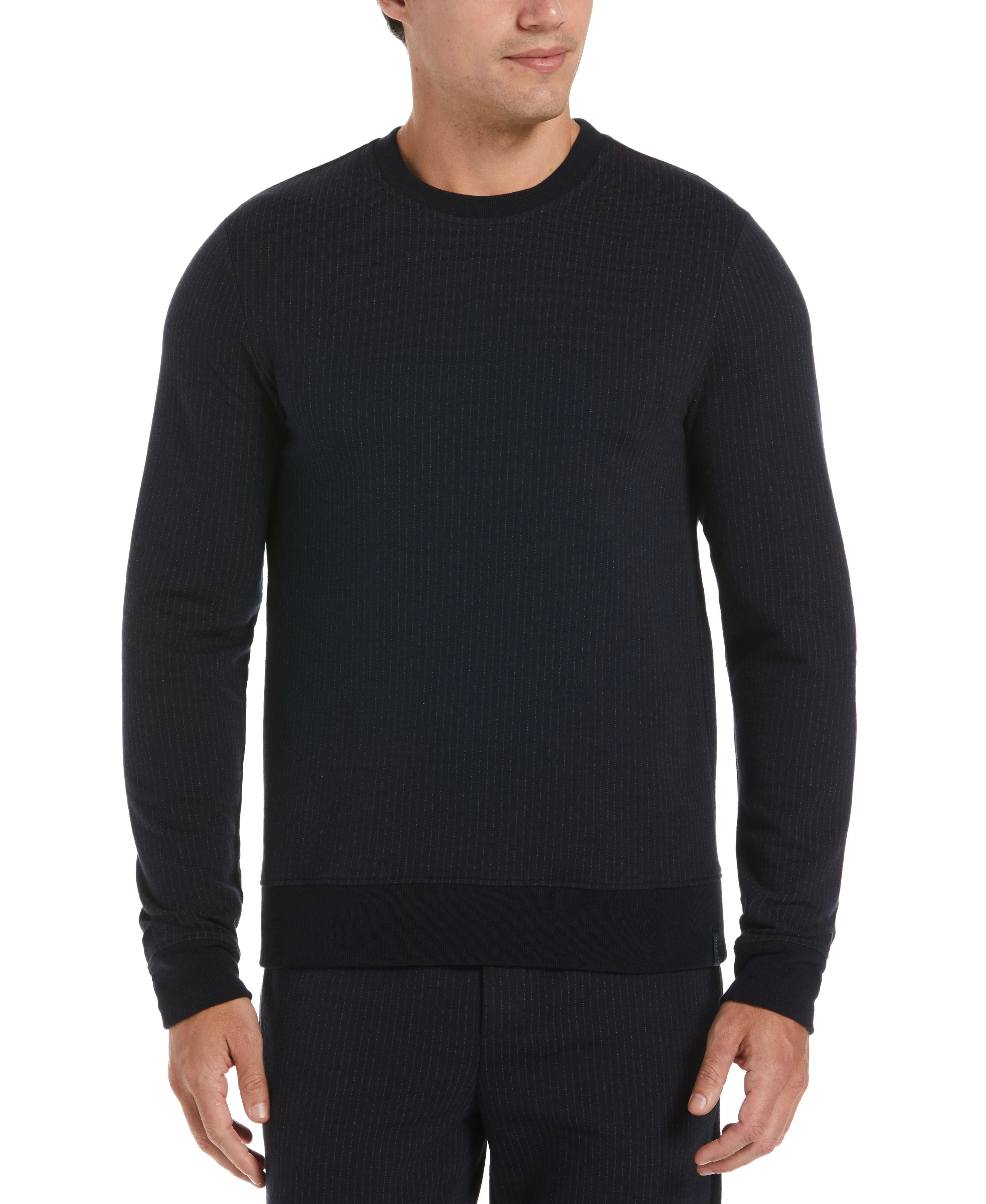Tech Knit Pinstripe Crew Neck Sweater sold by Perry Ellis