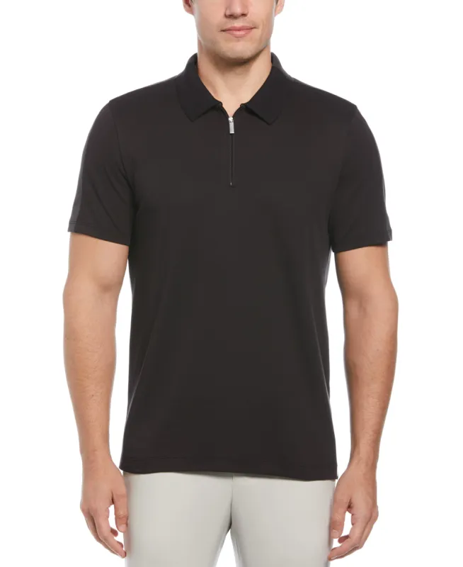 Split Black Zip Polo sold by Perry Ellis