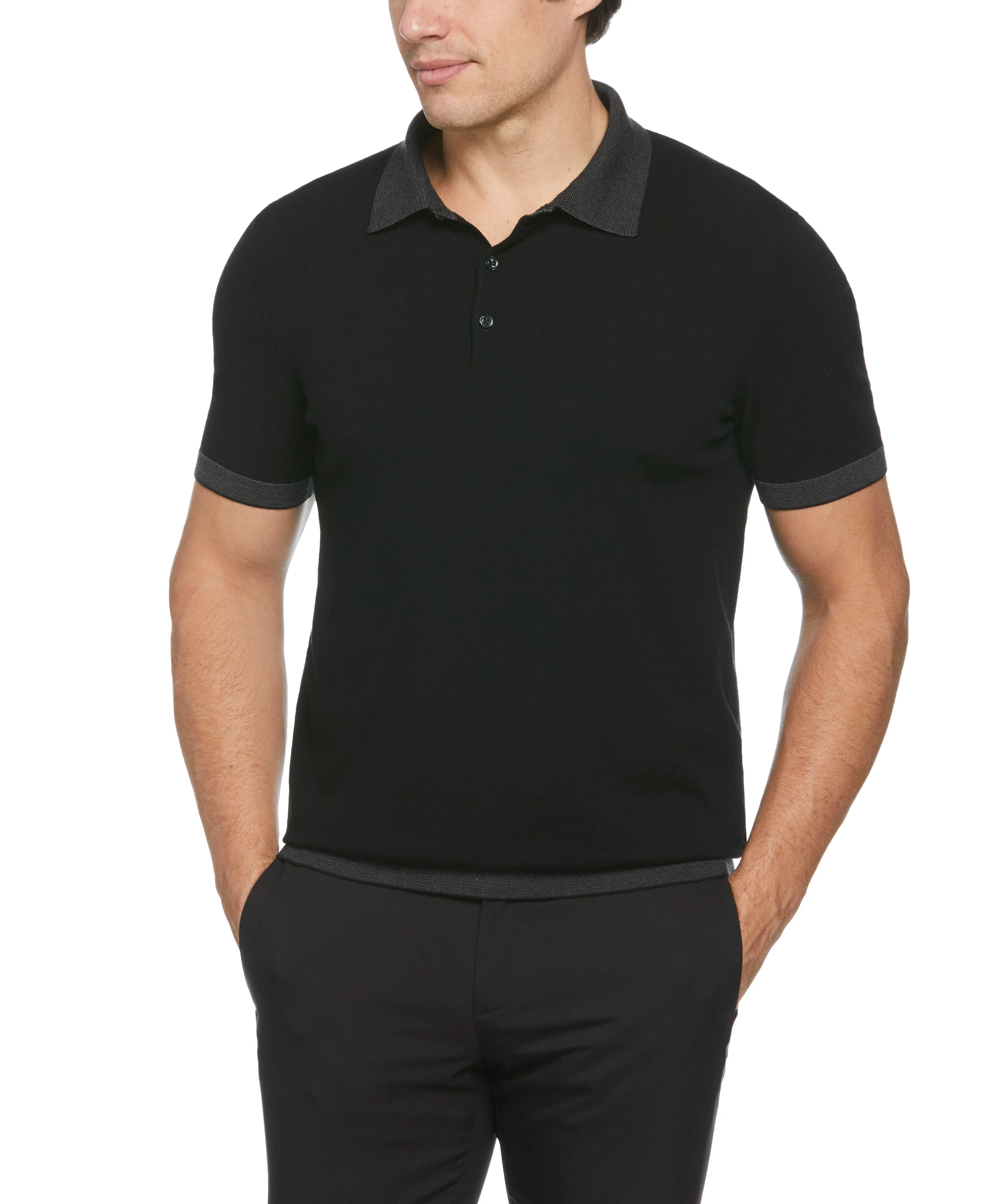Tech Knit Contrast Sweater Polo sold by Perry Ellis