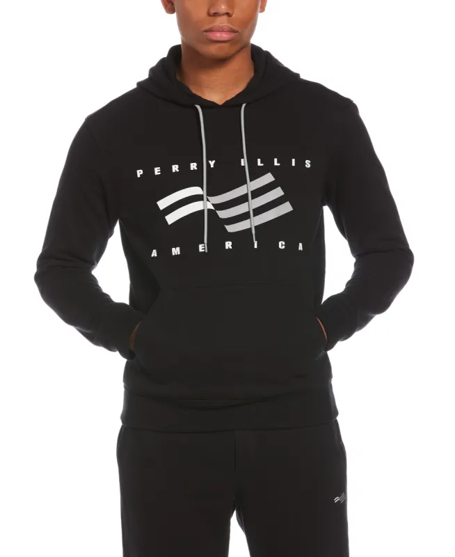 Contrast Drawcord Fleece Hoodie sold by Perry Ellis