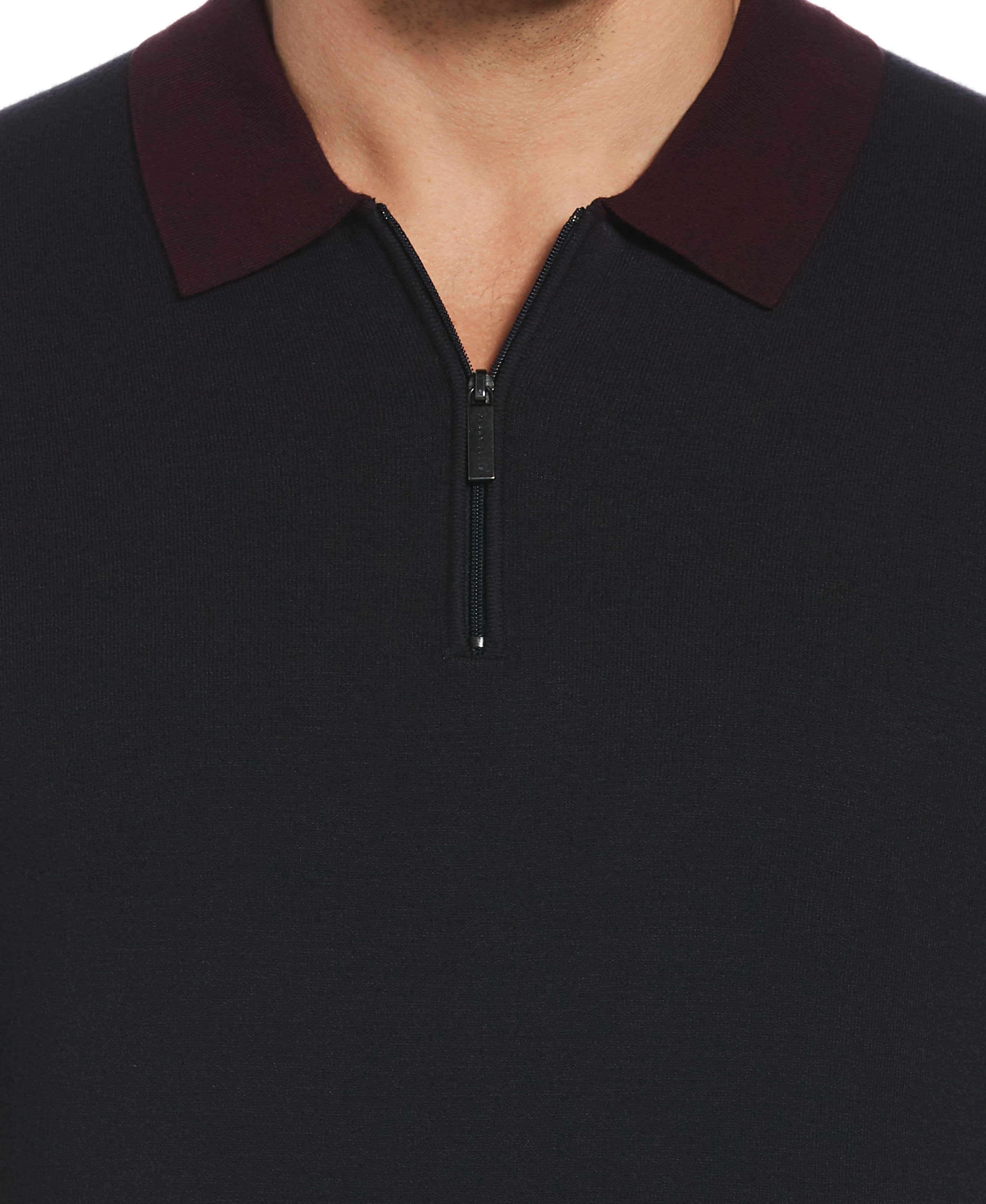 Tech Knit Color Block Zip Sweater Polo sold by Perry Ellis product image thumbnail 3