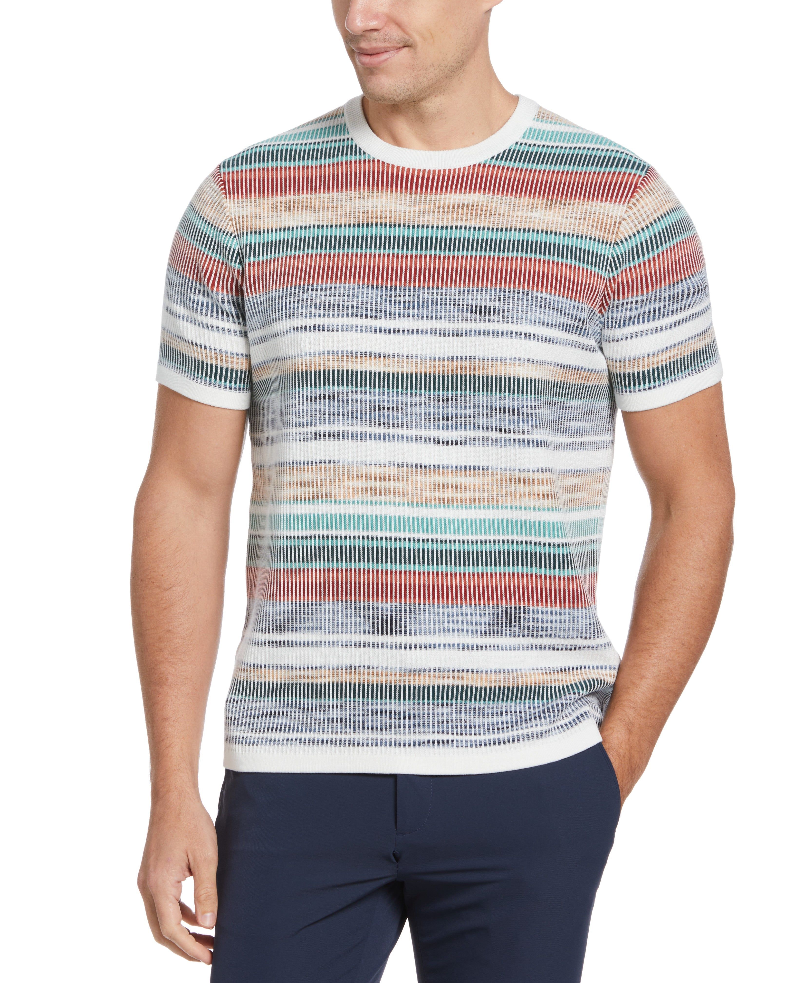 Ombre Stripe Plaited Sweater Tee sold by Perry Ellis