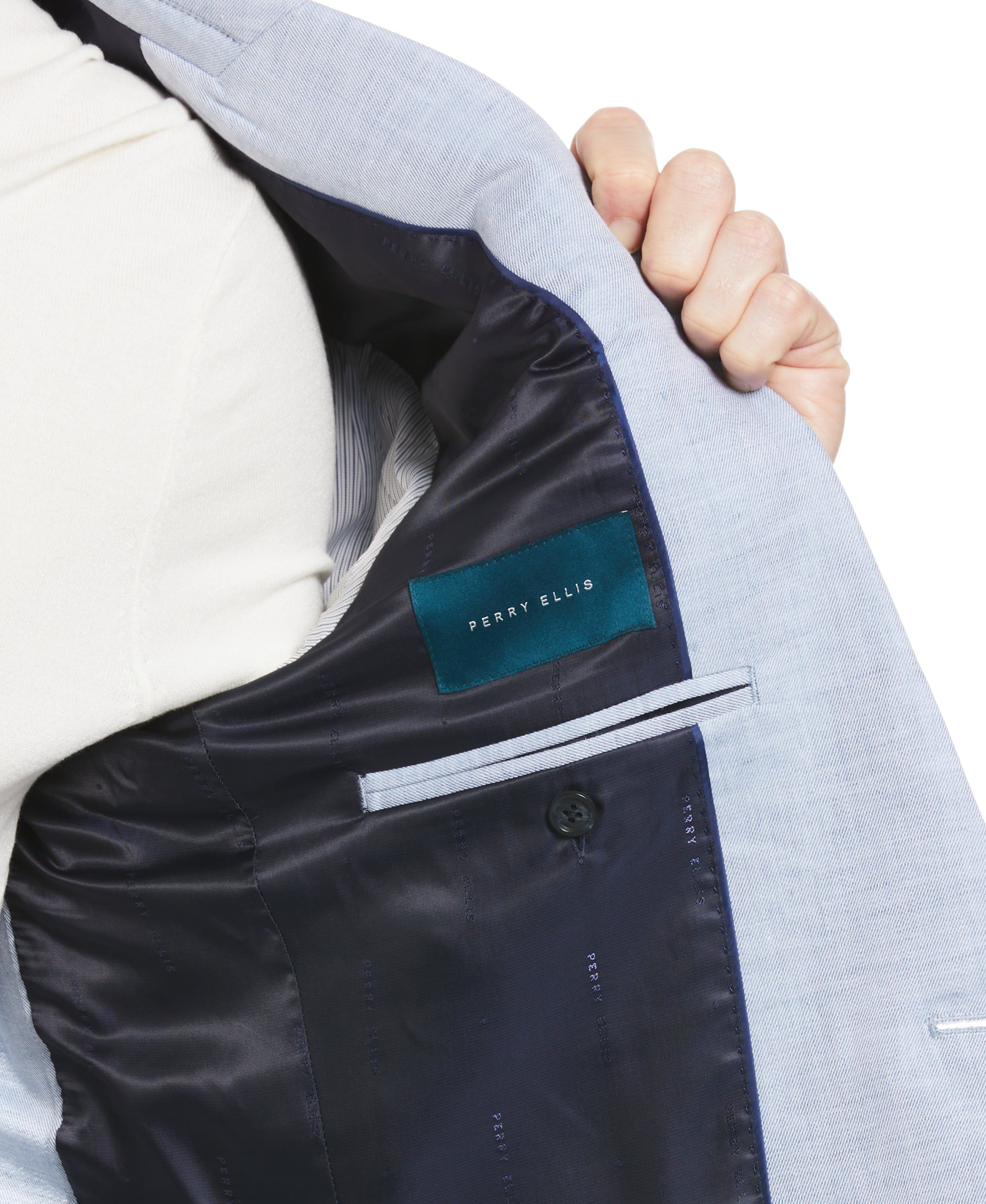 Slim Fit Blue Linen Blend Twill Suit sold by Perry Ellis product image thumbnail 5