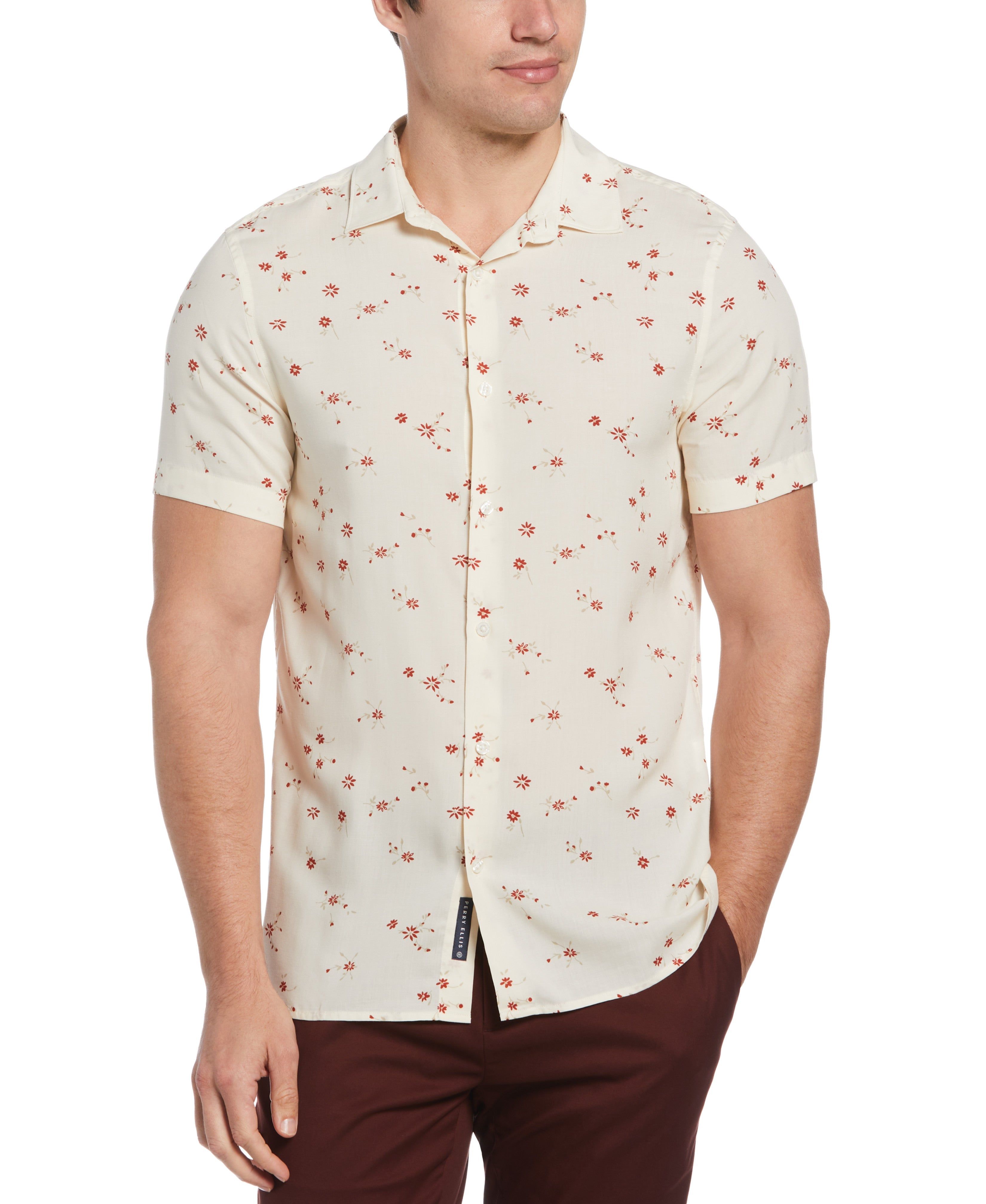 Slim Fit Ditsy Floral Print Soft Shirt sold by Perry Ellis