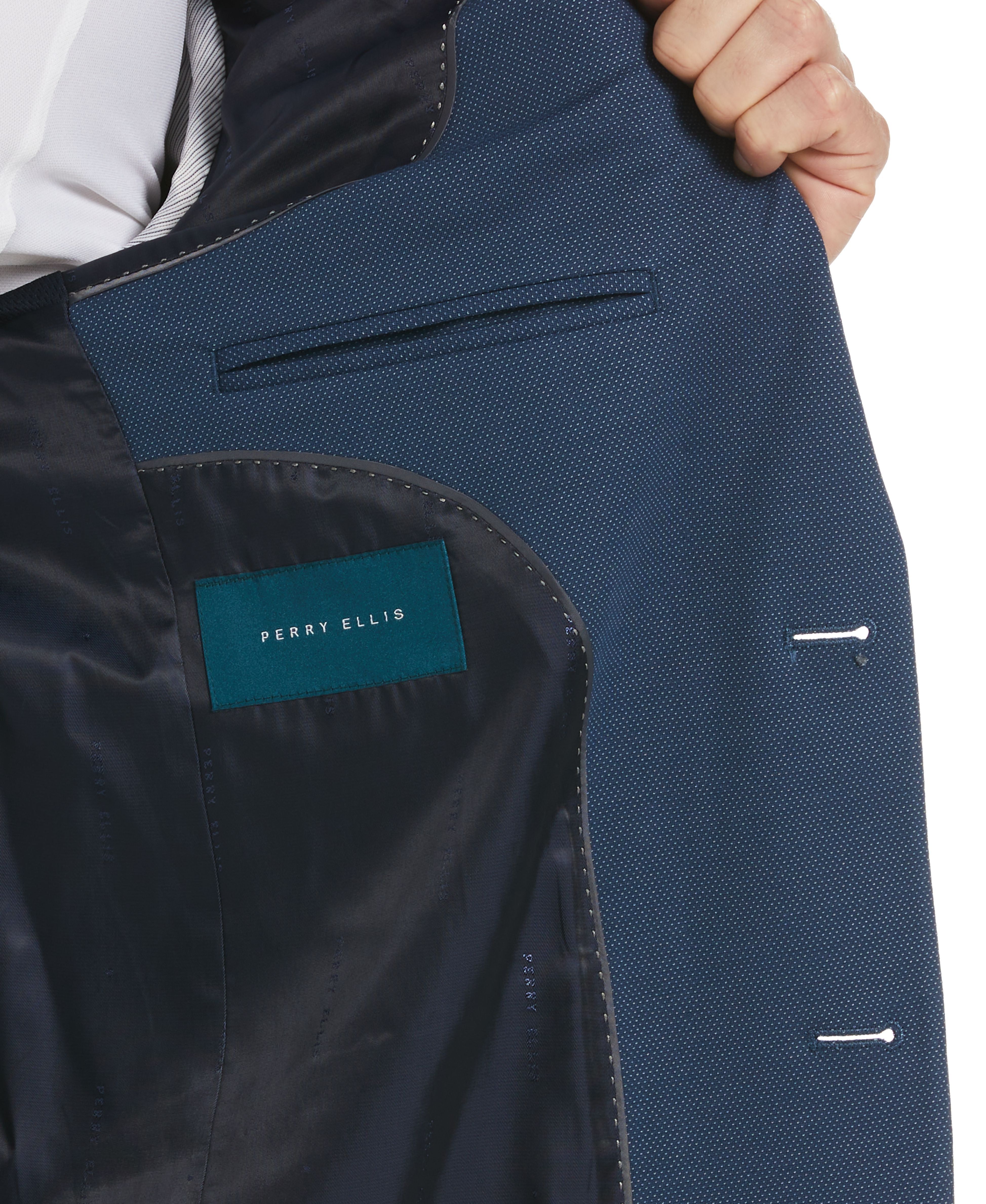 Very Slim Fit Azure Textured Stretch Knit Suit sold by Perry Ellis product image thumbnail 6