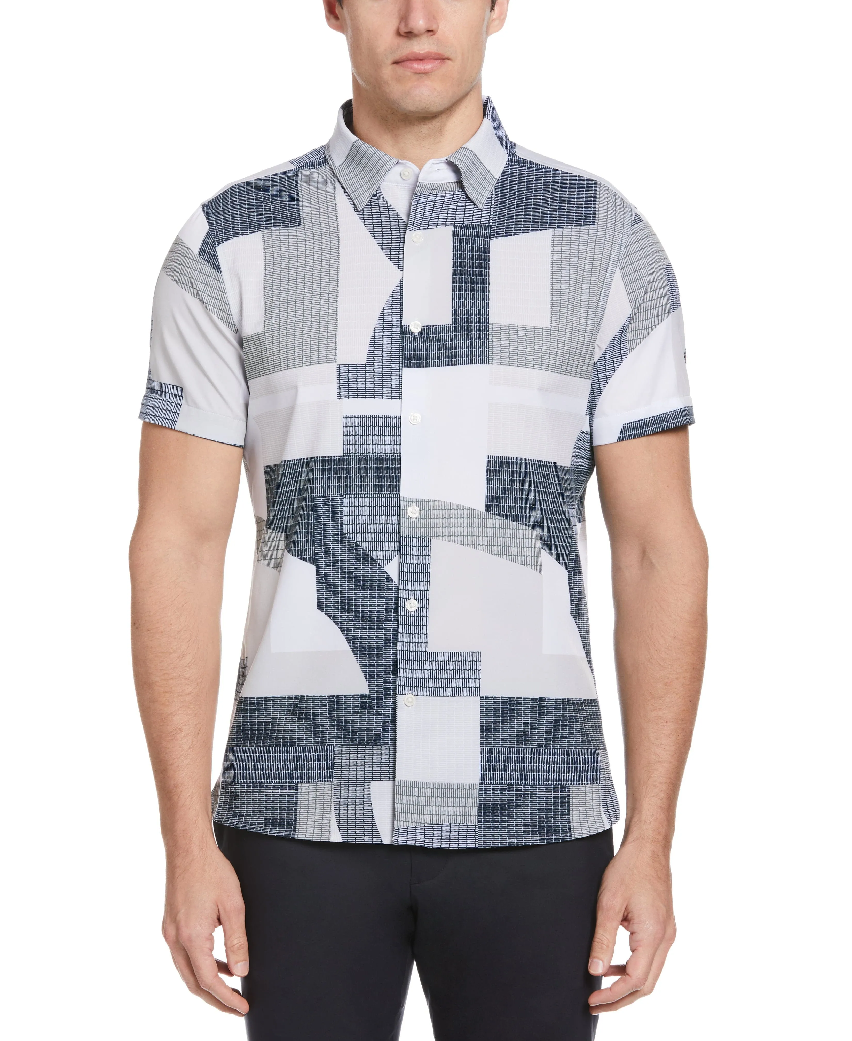 Total Stretch Geometic Print Shirt sold by Perry Ellis