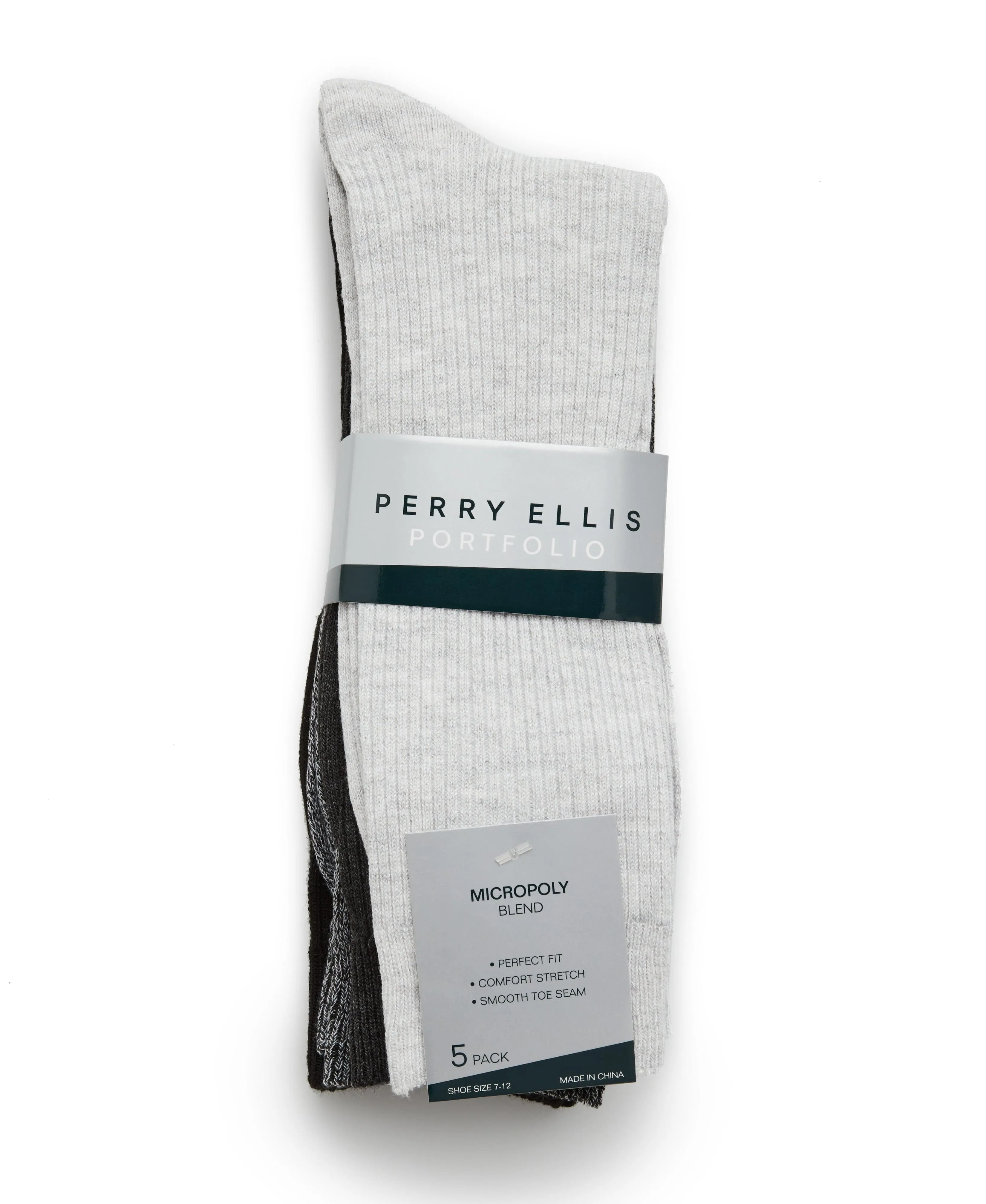 5 Pack Ribbed Crew Socks sold by Perry Ellis