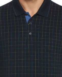 Slim Fit Space Dyed Square Print Polo sold by Perry Ellis