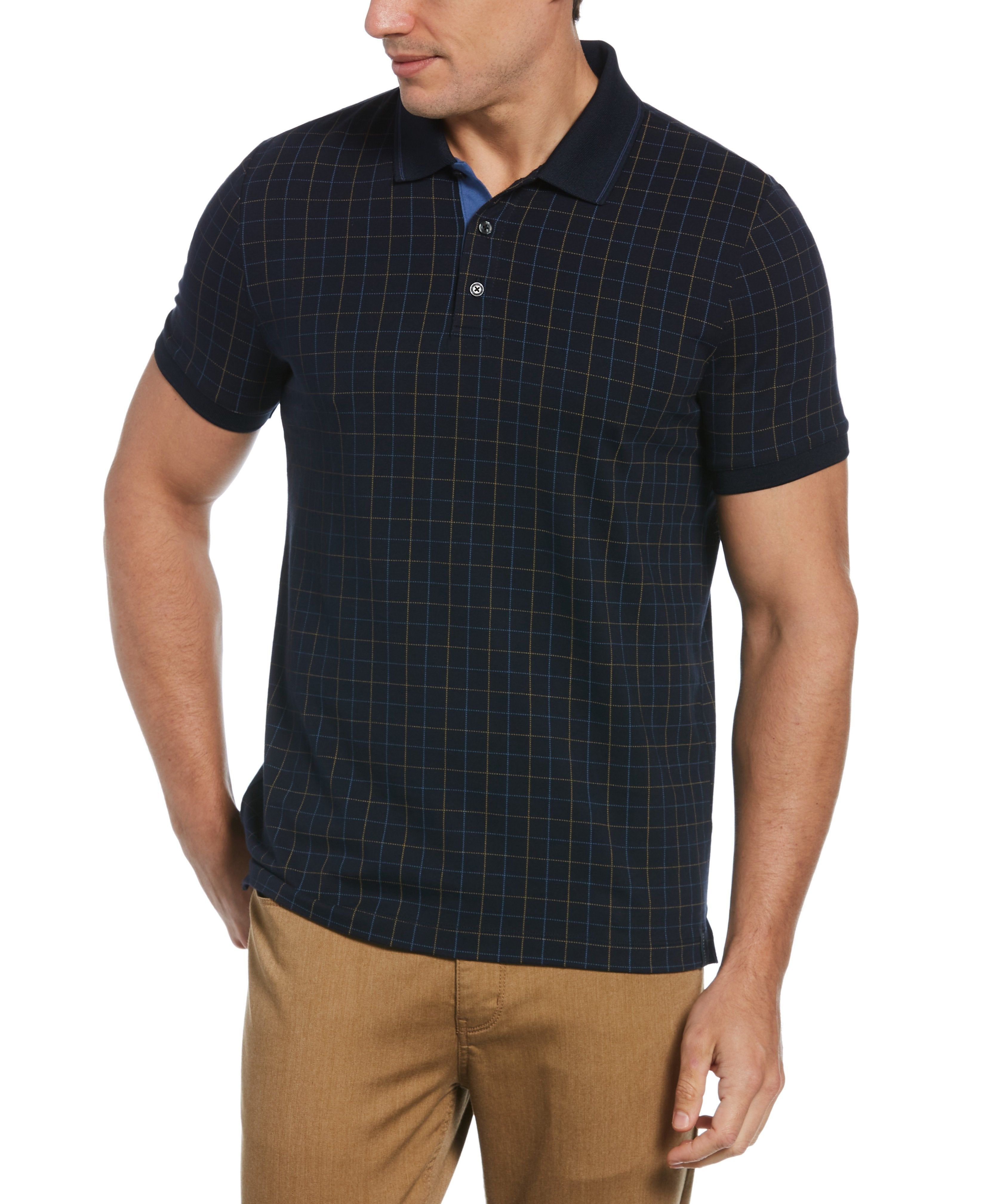 Slim Fit Space Dyed Square Print Polo sold by Perry Ellis