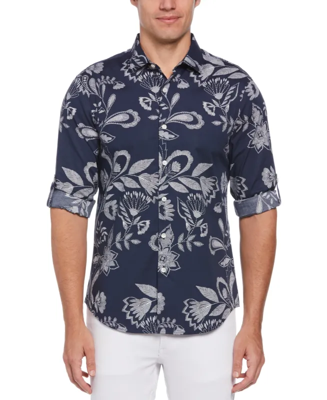 Untucked Floral Motif Shirt sold by Perry Ellis