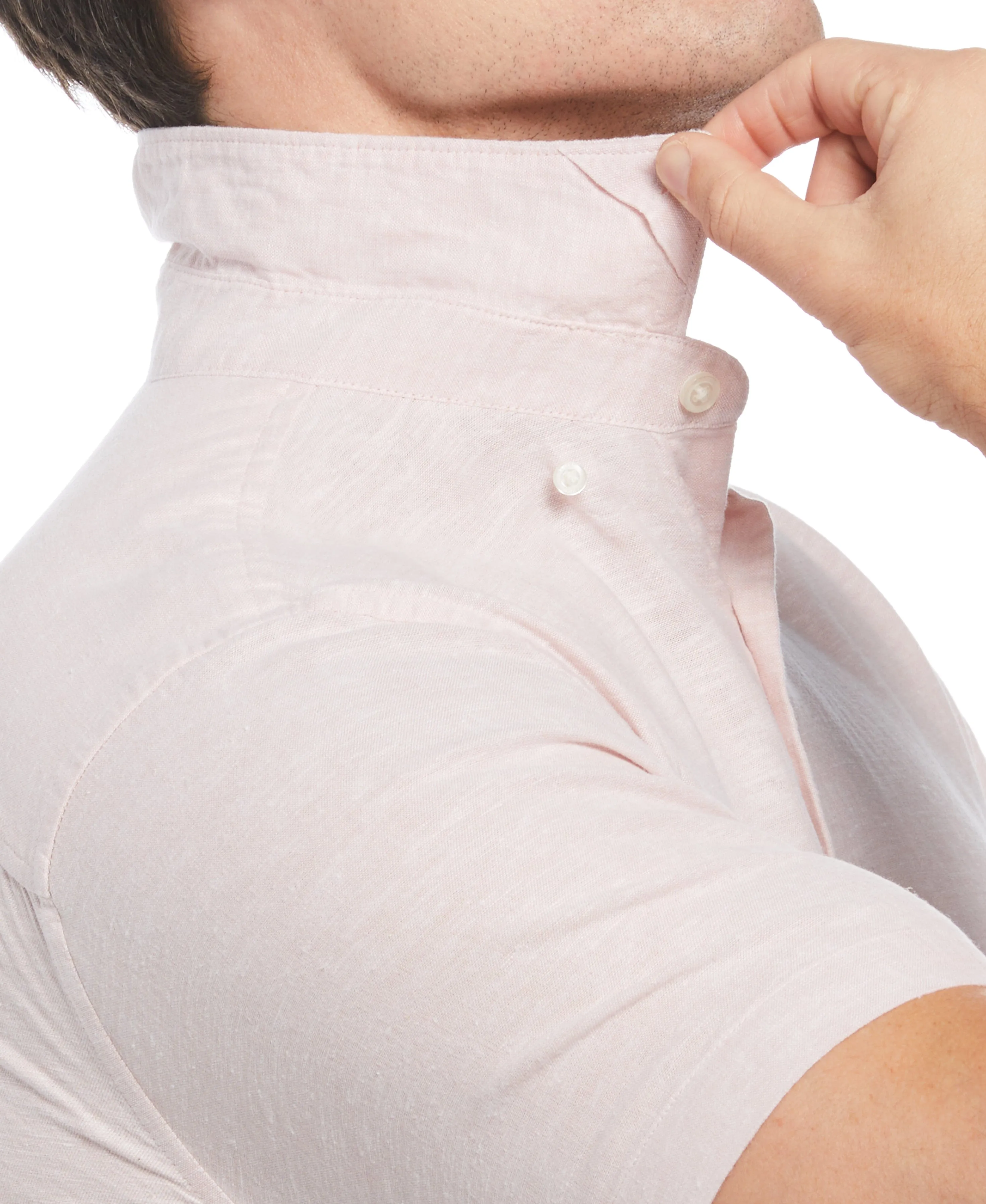 Untucked Slim Fit Linen Blend Heather Shirt - Pink sold by Perry Ellis product image thumbnail 2