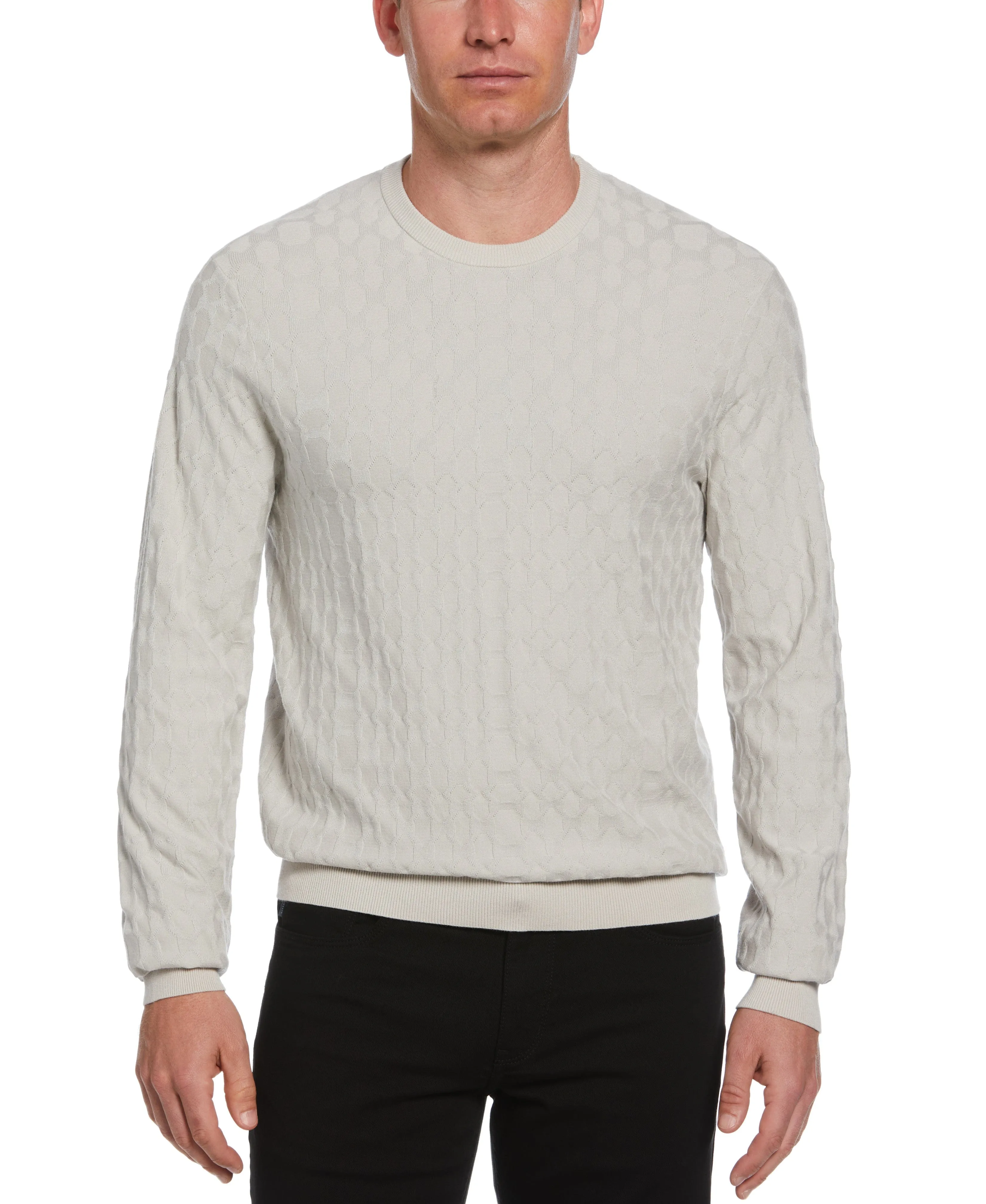 Tech Knit Geo Print Crew Neck Sweater sold by Perry Ellis