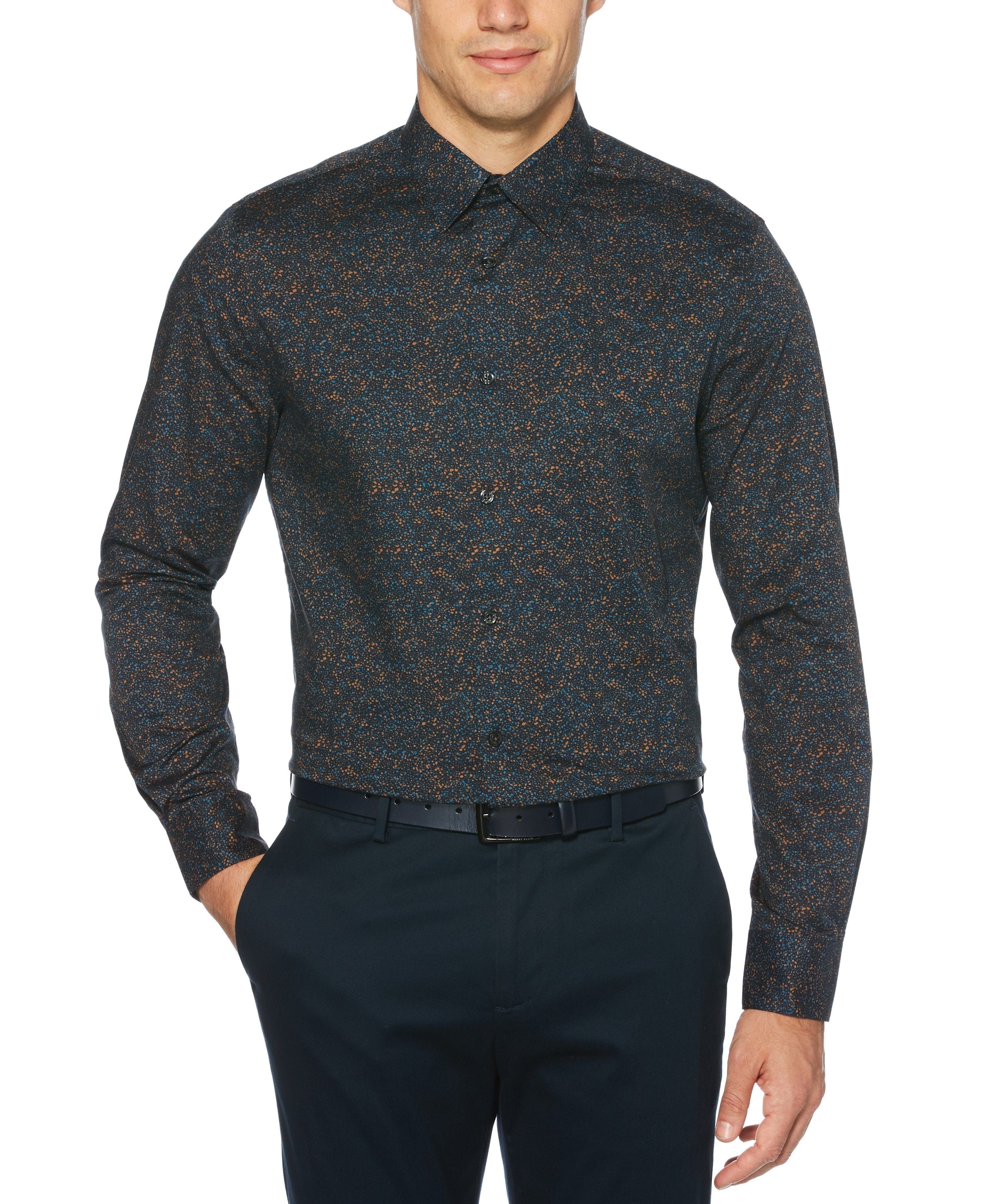 Multi-Color Speckle Print Stretch Shirt sold by Perry Ellis