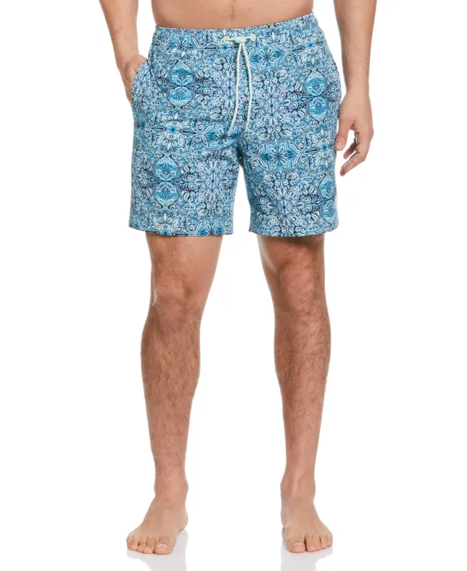 Cubavera™ Tile Print 7" Swim Short sold by Perry Ellis