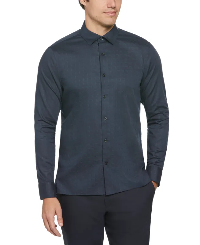 Dobby Perry Print Plaid Shirt made by Perry Ellis