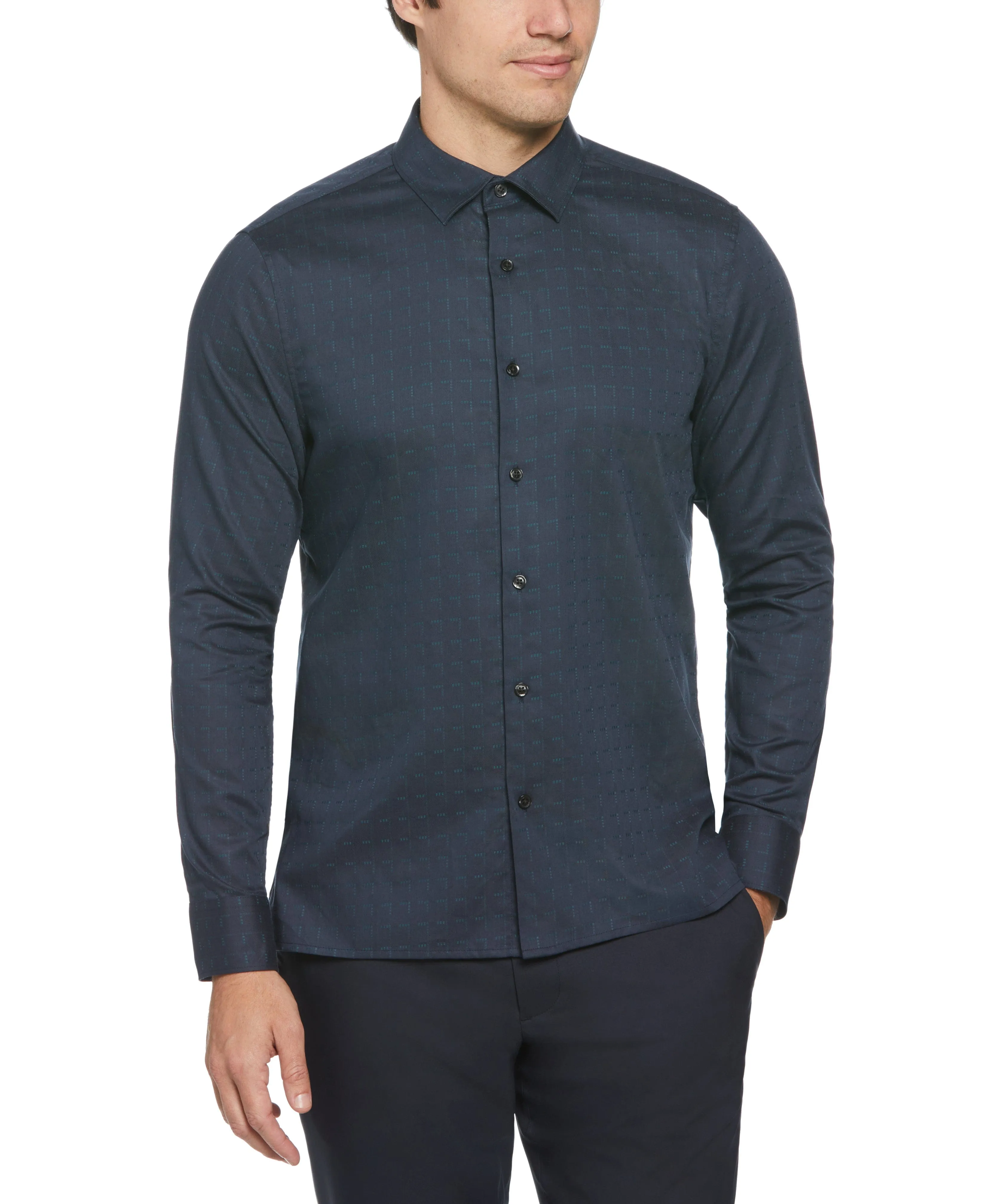 Dobby Perry Print Plaid Shirt sold by Perry Ellis