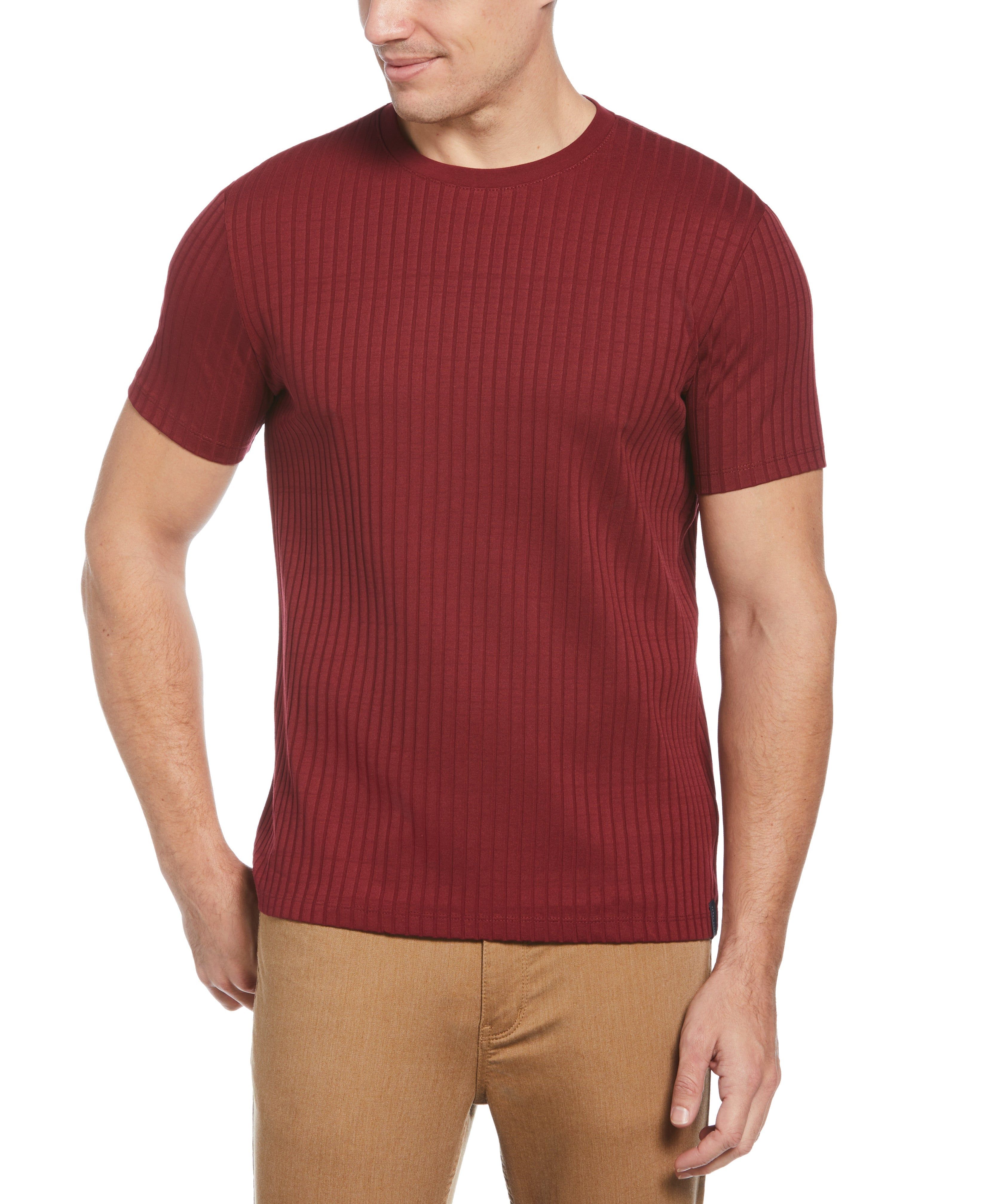 Rib Knit Crew Neck Tee sold by Perry Ellis
