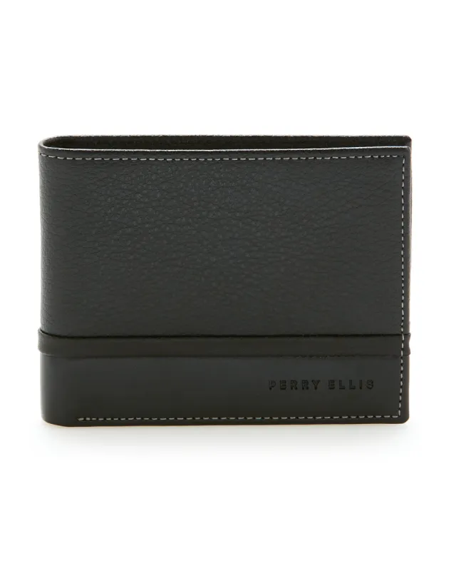 Pebble Smooth Contrast Bifold Wallet sold by Perry Ellis