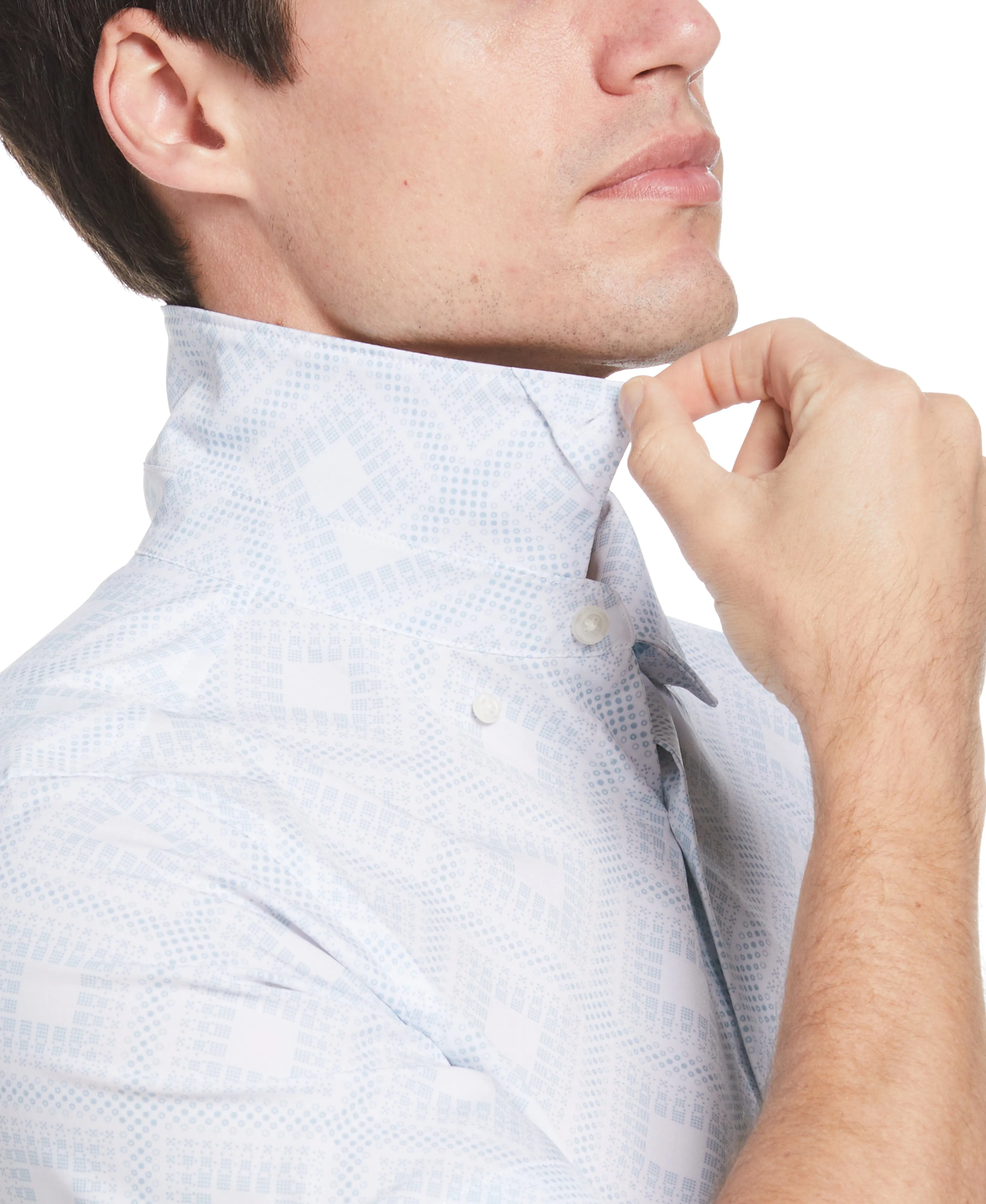 Total Stretch Slim Fit Tiled Dot Print Shirt sold by Perry Ellis product image thumbnail 3