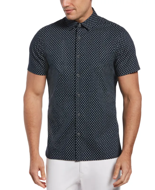 Big & Tall Scribble Dot Print Stretch Shirt made by Perry Ellis