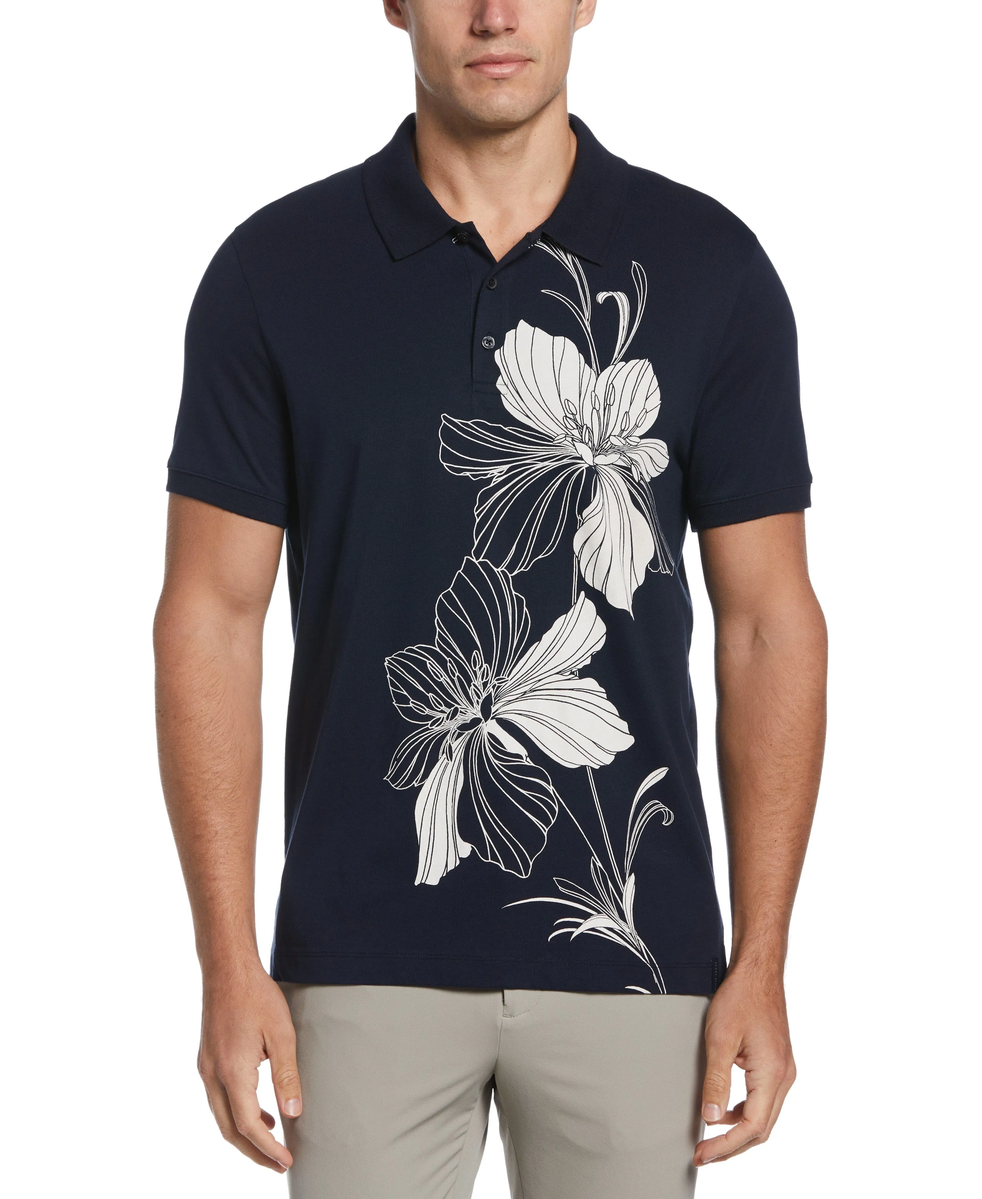 Tropical Floral Print Polo sold by Perry Ellis