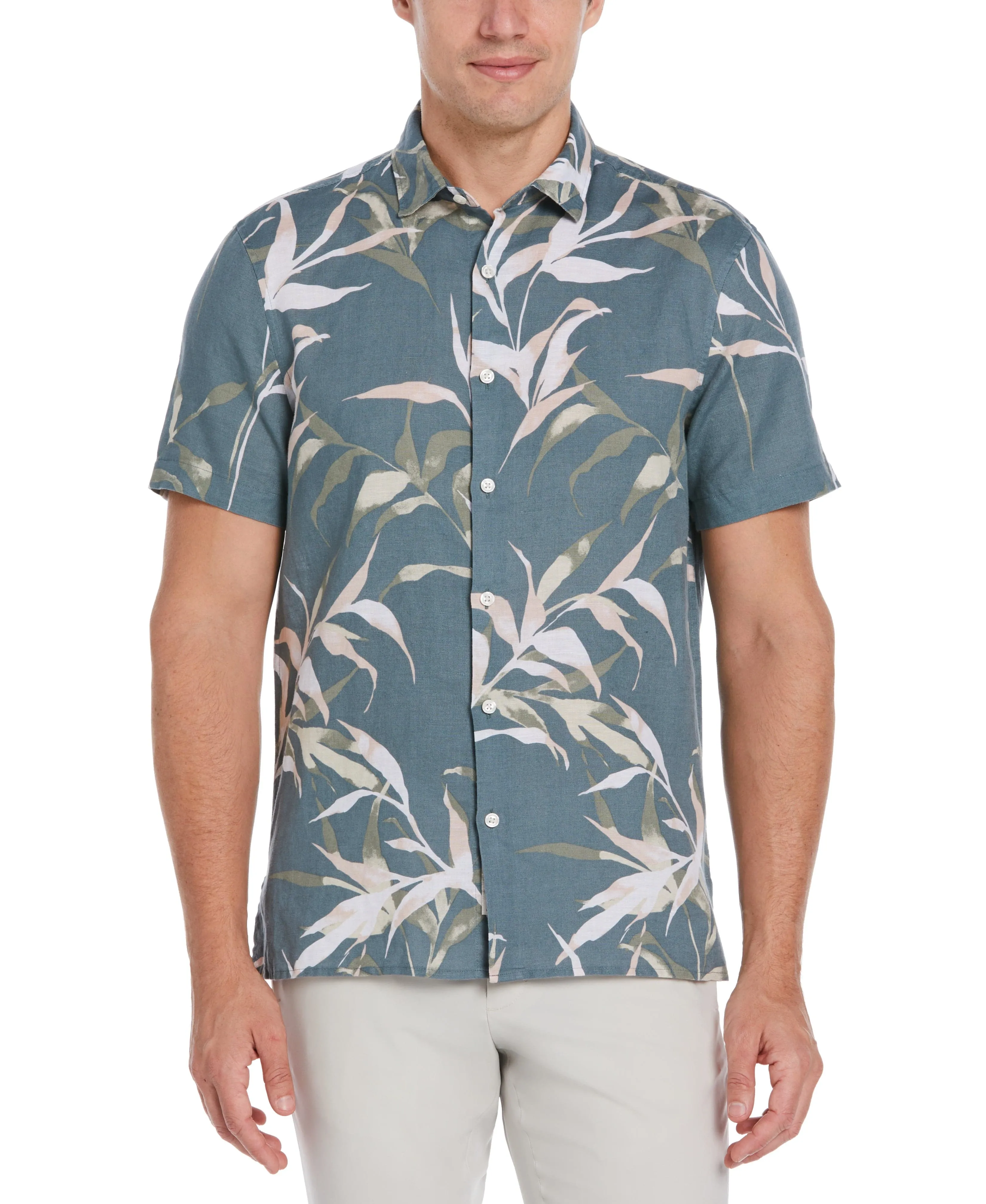 Untucked Large Floral Print Shirt - Blue sold by Perry Ellis