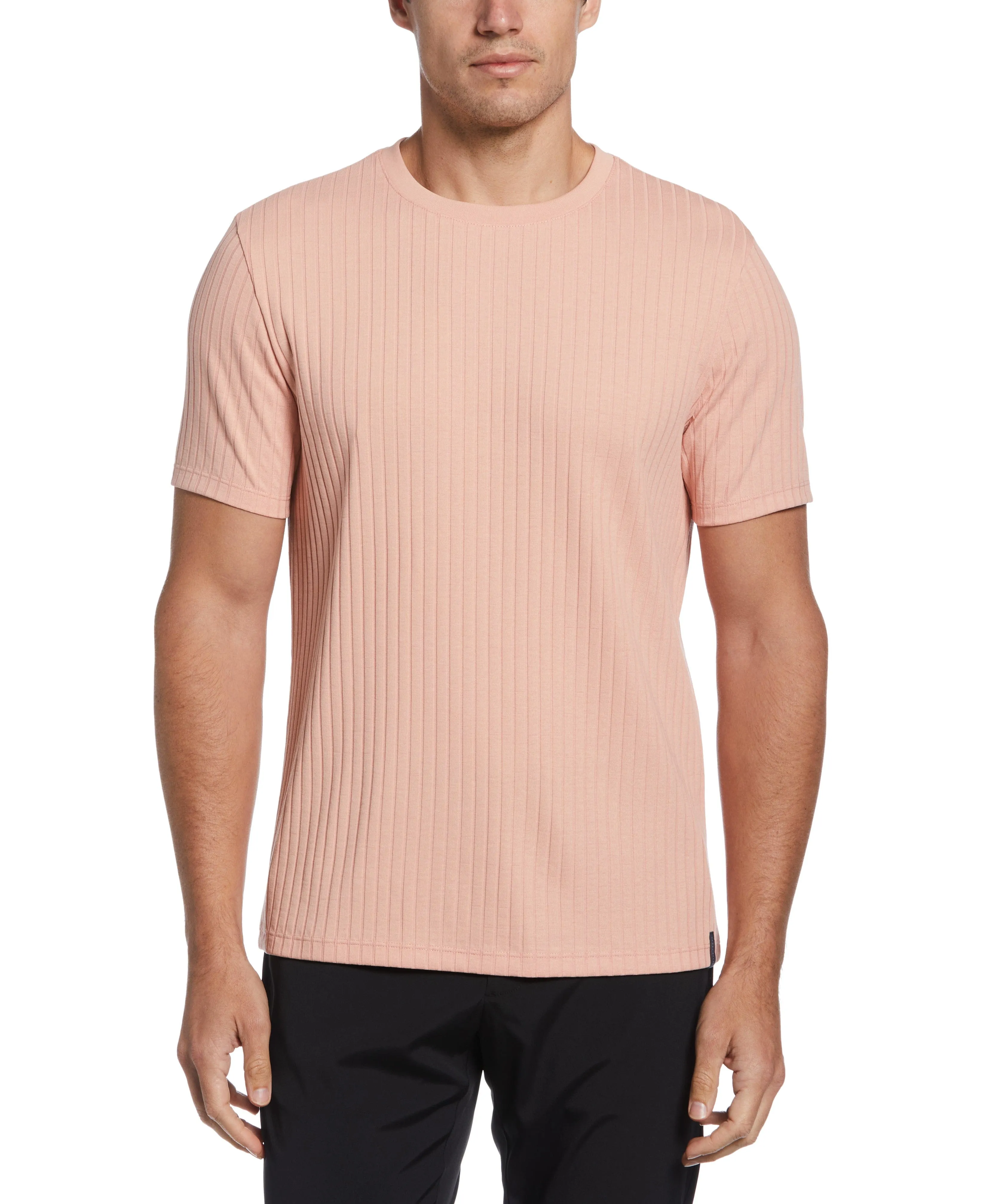 Rib Knit Crew Neck Tee sold by Perry Ellis