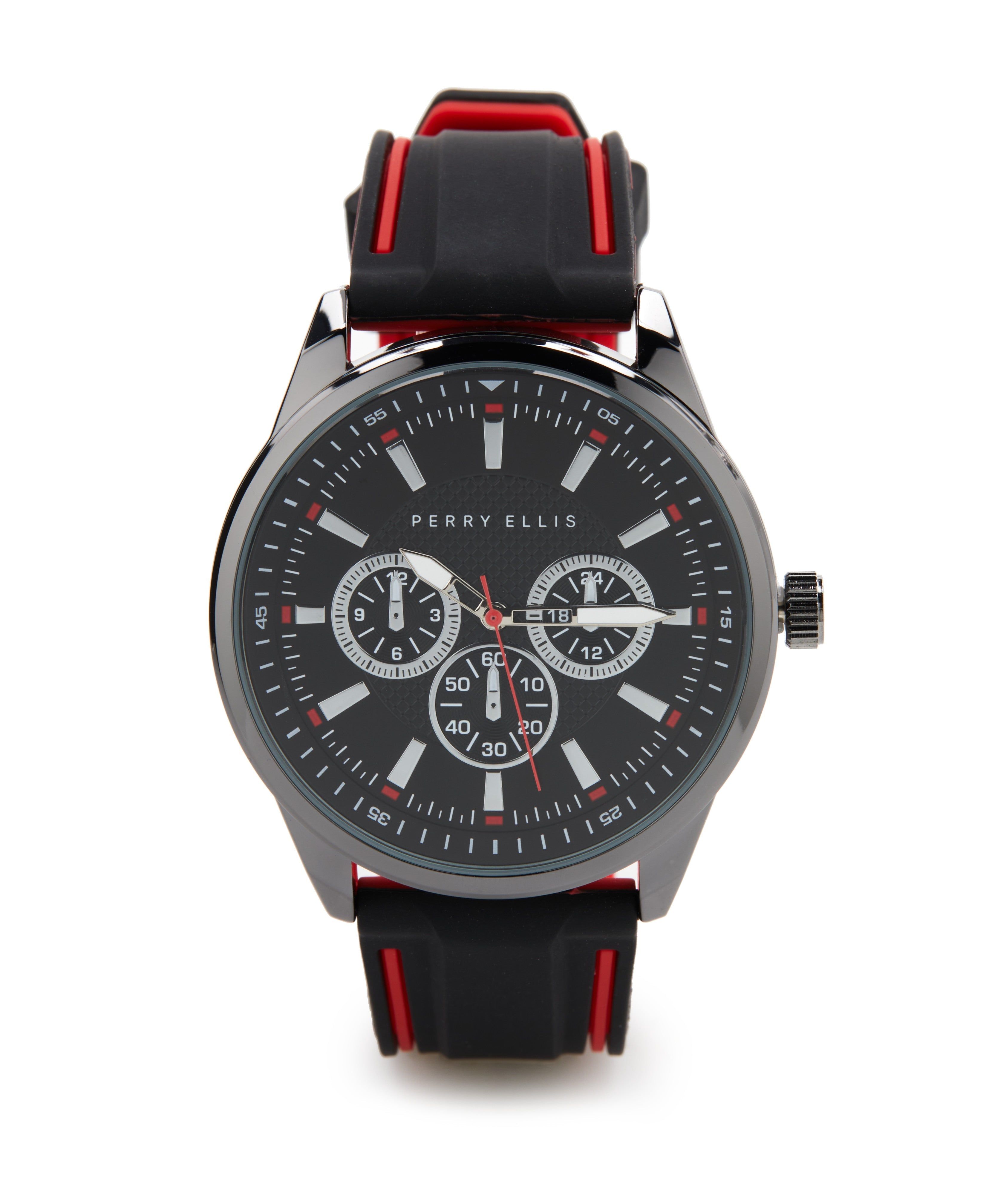 Black and Red Silicone Strap Watch sold by Perry Ellis