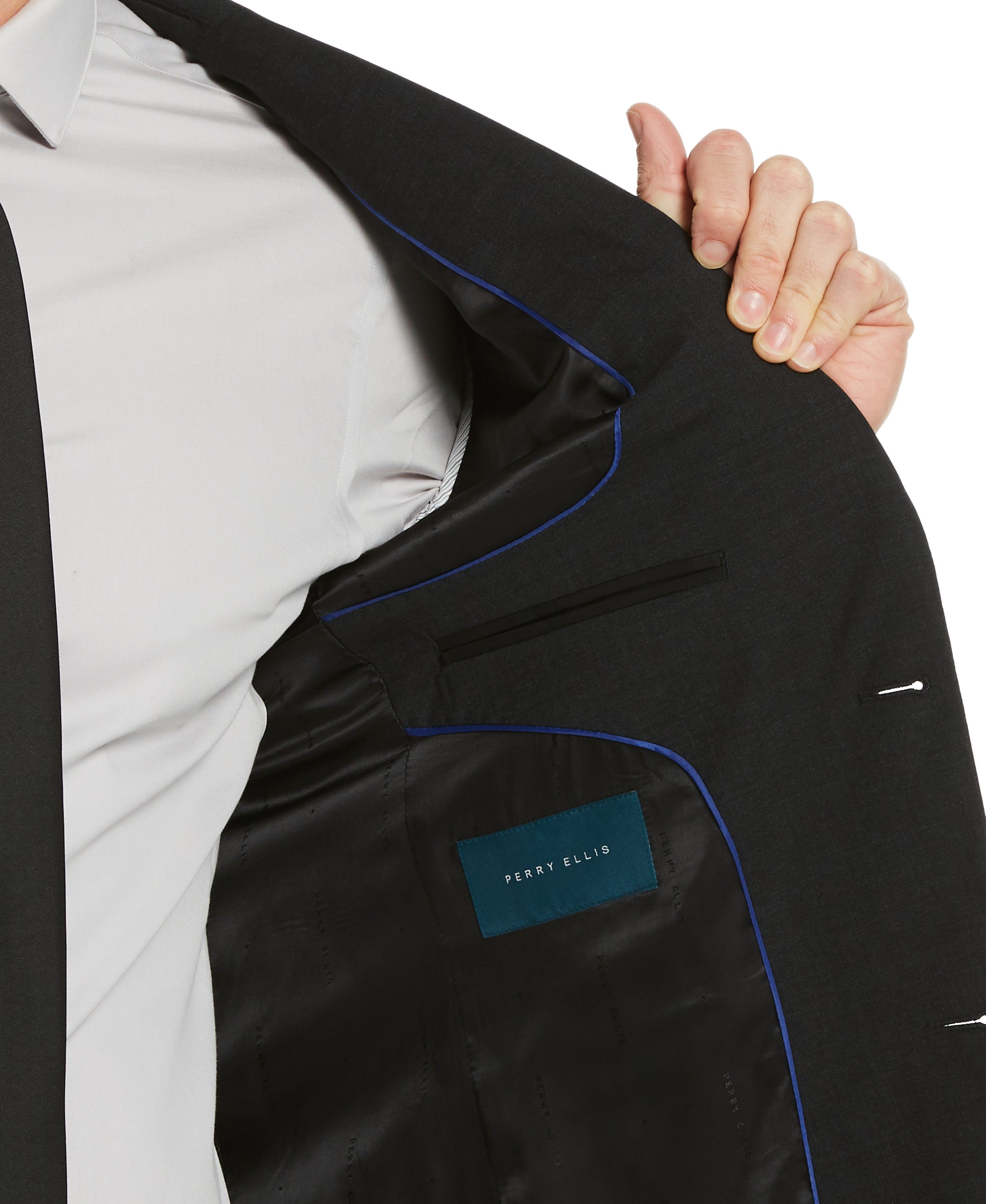 Slim Fit Charcoal Stretch Wool Blend Suit Jacket sold by Perry Ellis product image thumbnail 3