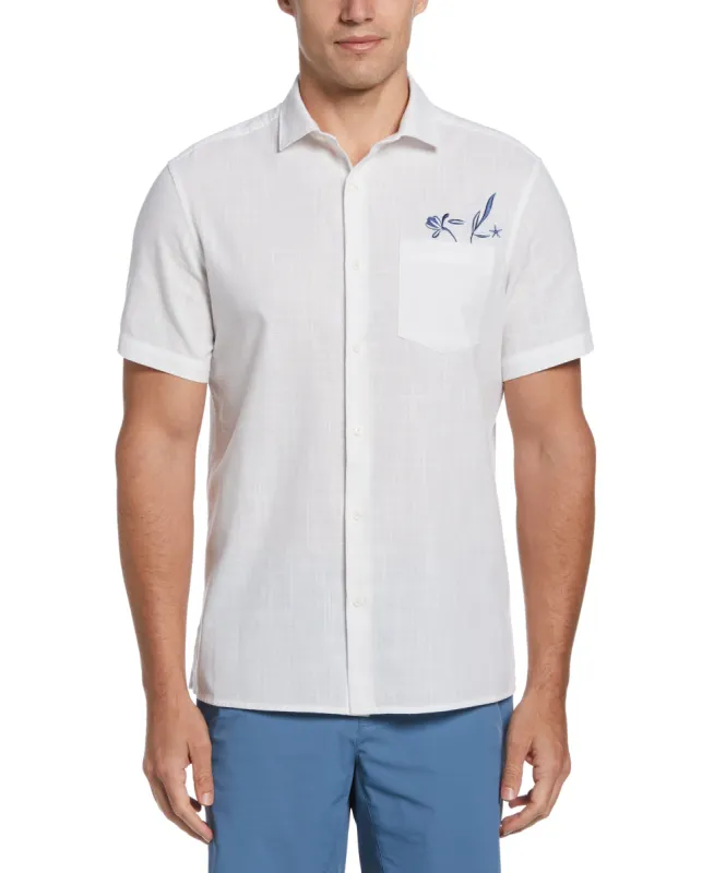 Cotton Slub Embroidered Motif Shirt sold by Perry Ellis