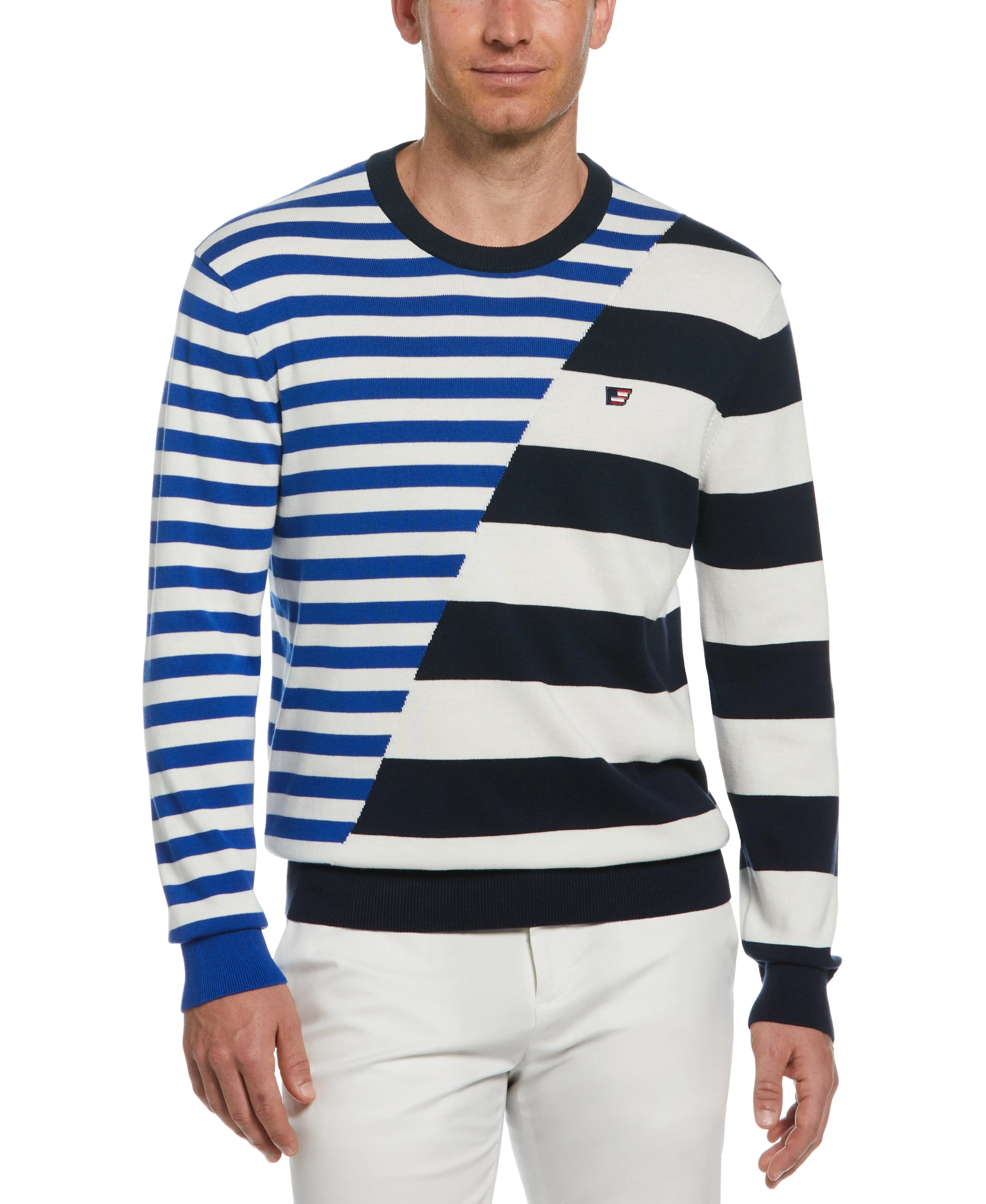 Double Stripe Crew Neck Sweater sold by Perry Ellis