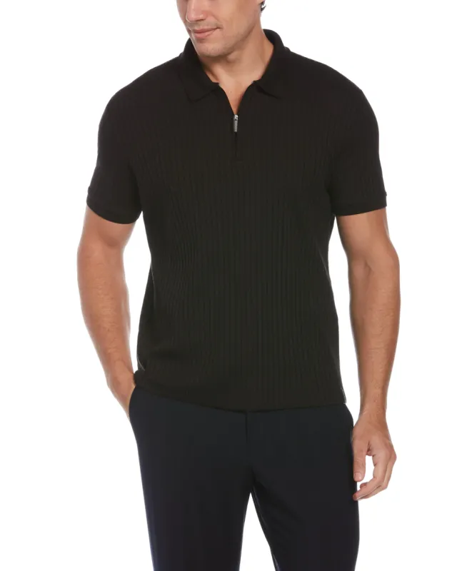 Ribbed Quarter Zip Polo sold by Perry Ellis