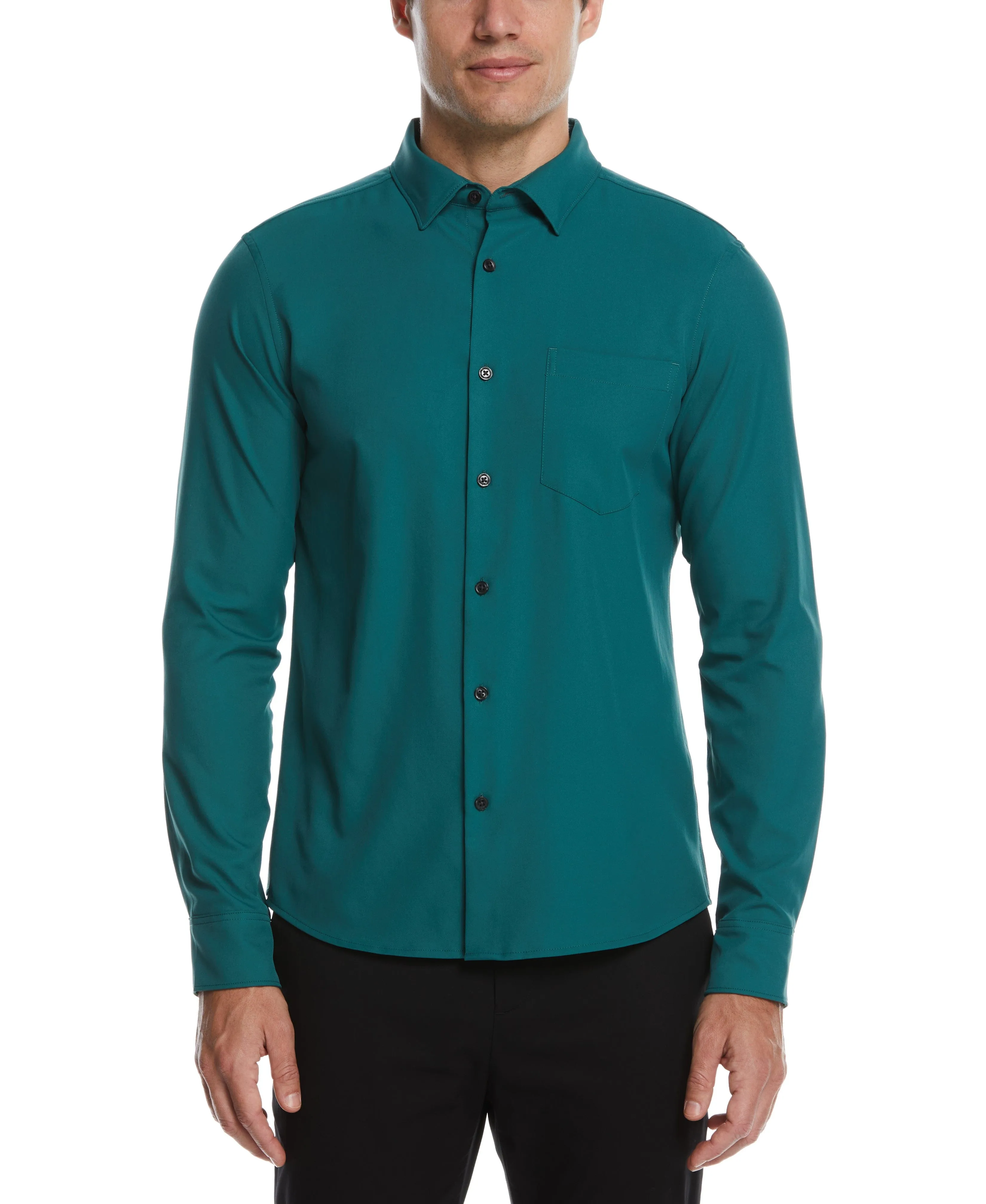 Untucked Total Stretch Slim Fit Solid Shirt sold by Perry Ellis